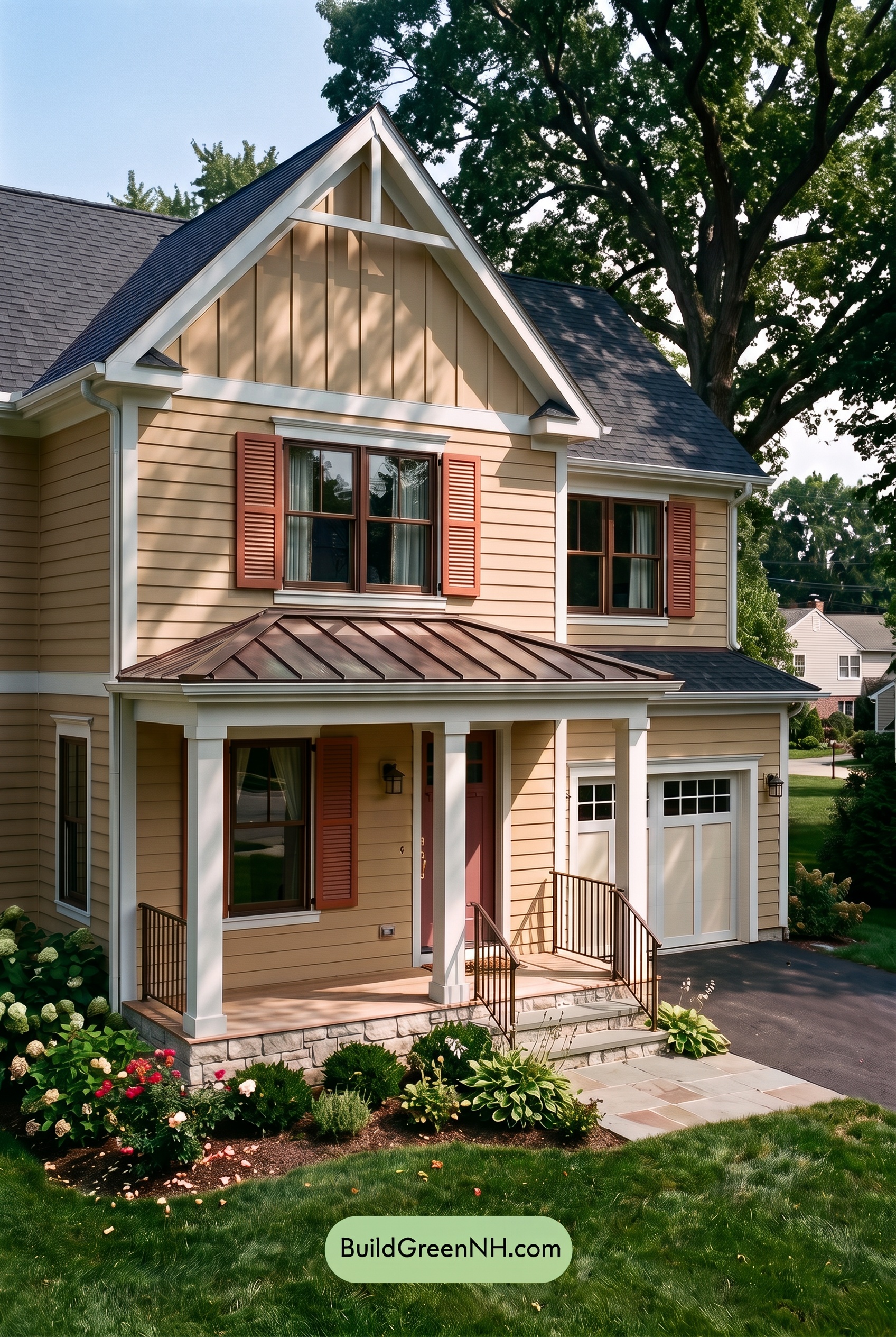 Modern Yellow House Exterior Color Scheme: Sunlit Shutterline - Shade