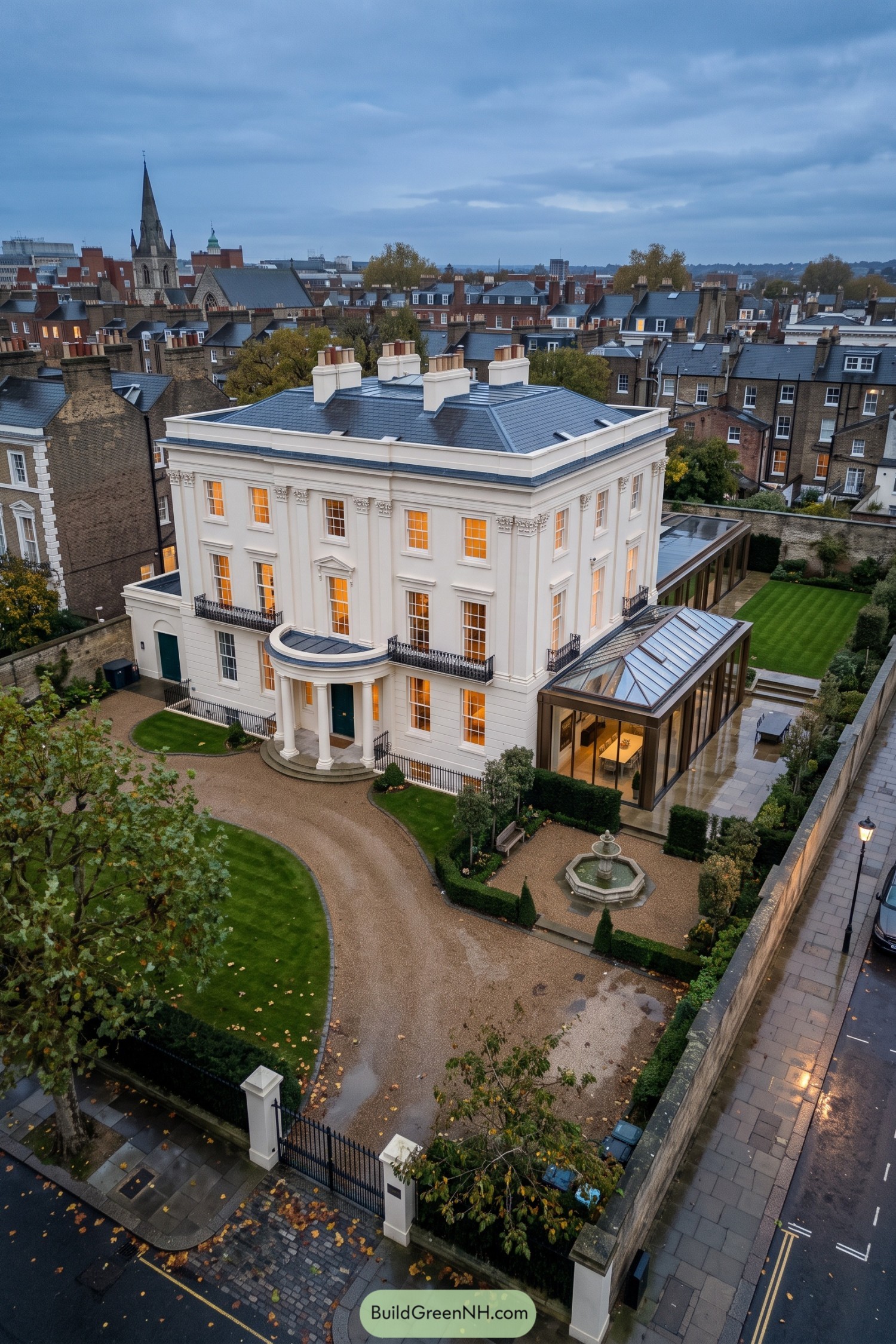 White Regency townhouse with a glazed garden extension