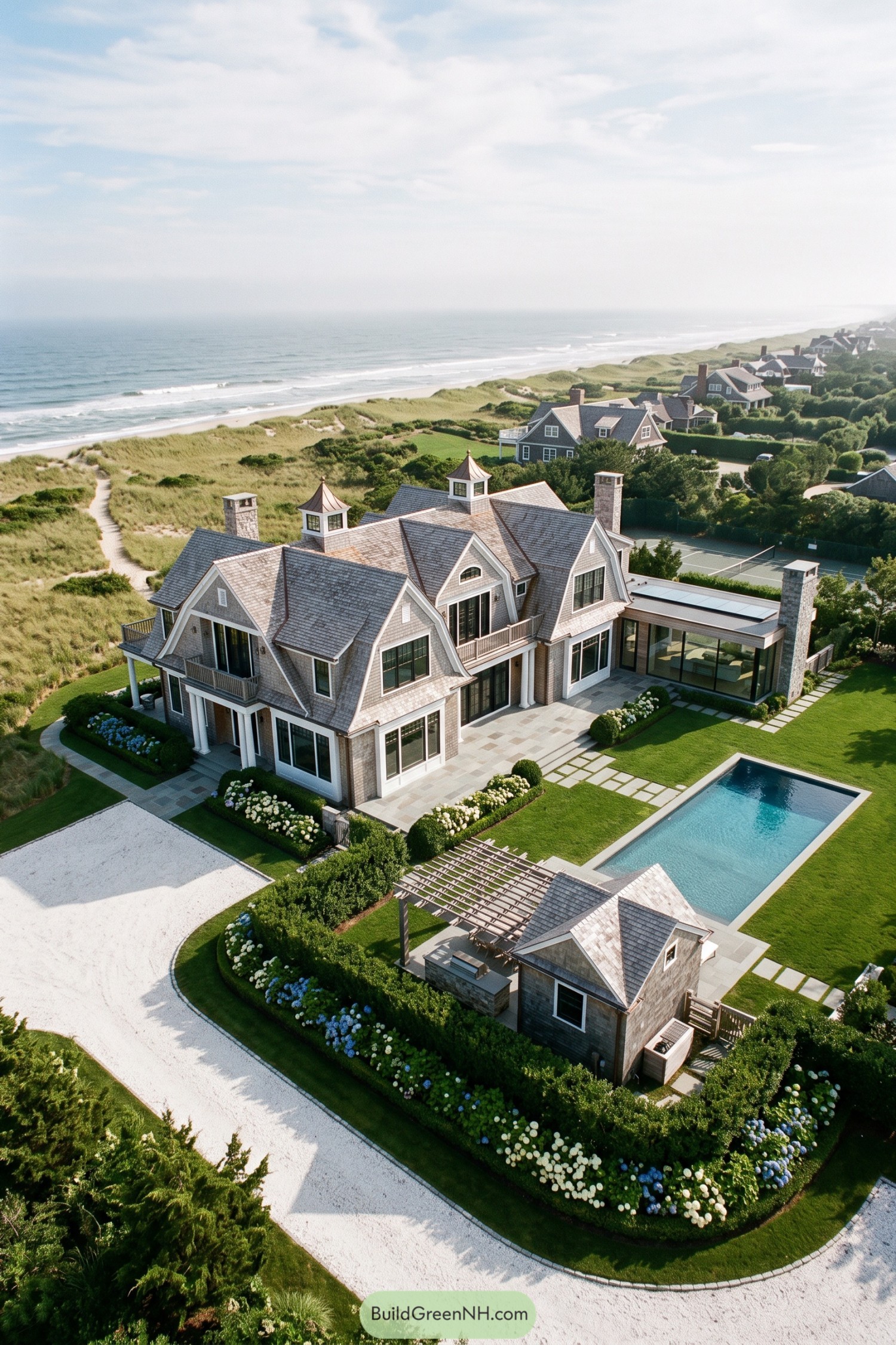 Coastal shingle mansion with pool and ocean views