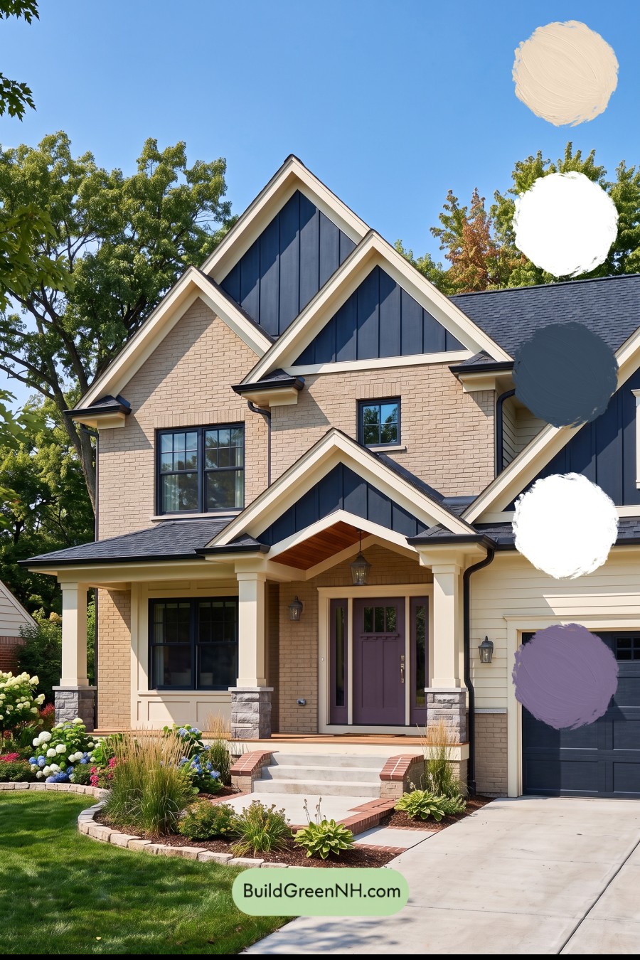 Beige Brick House Exterior Color Scheme: Buttercream Midnight Poise
