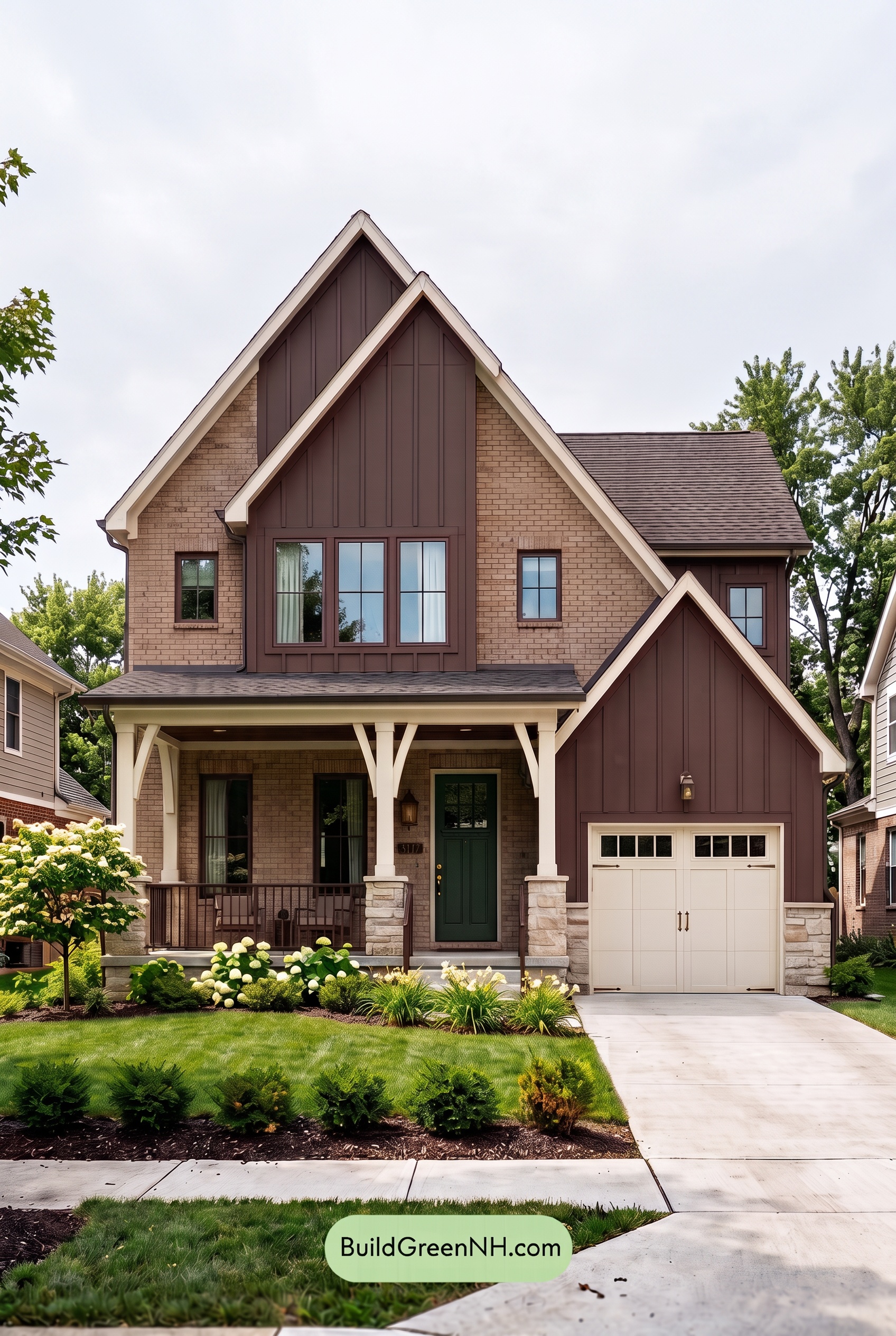 Beige Brick House Exterior Color Scheme: Chestnut Morning House - Overcast
