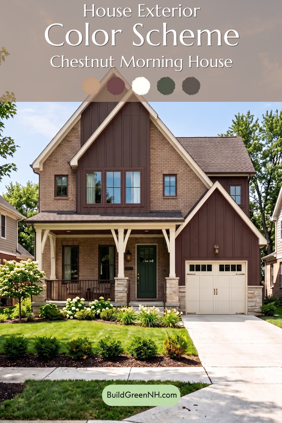 Beige Brick House Exterior Color Scheme: Chestnut Morning House