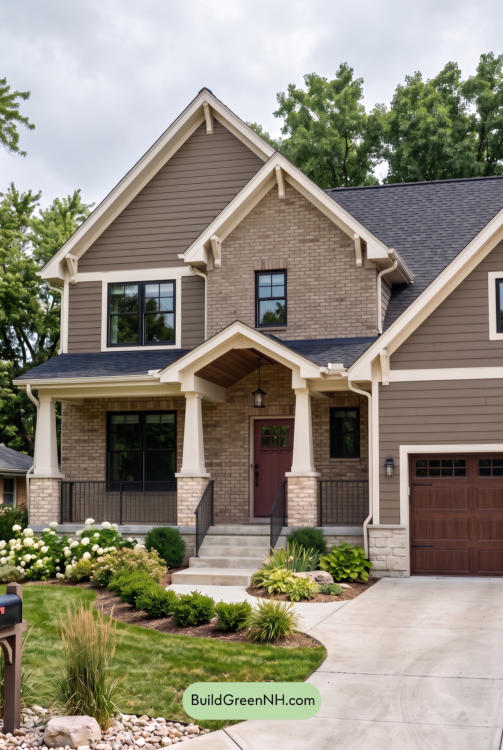 Beige Brick House Exterior Color Scheme: Cocoa Lantern Welcome - Overcast