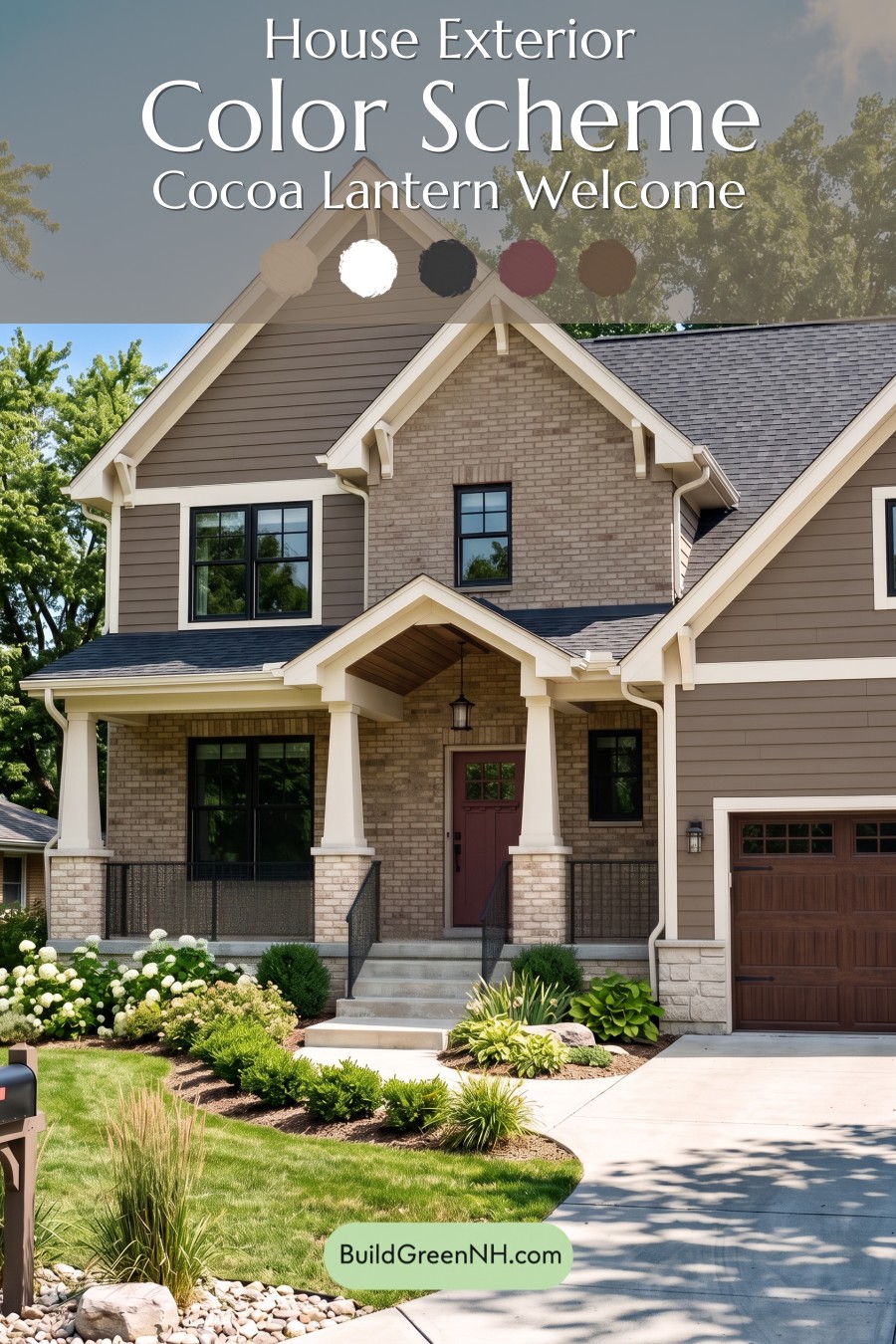 Beige Brick House Exterior Color Scheme: Cocoa Lantern Welcome