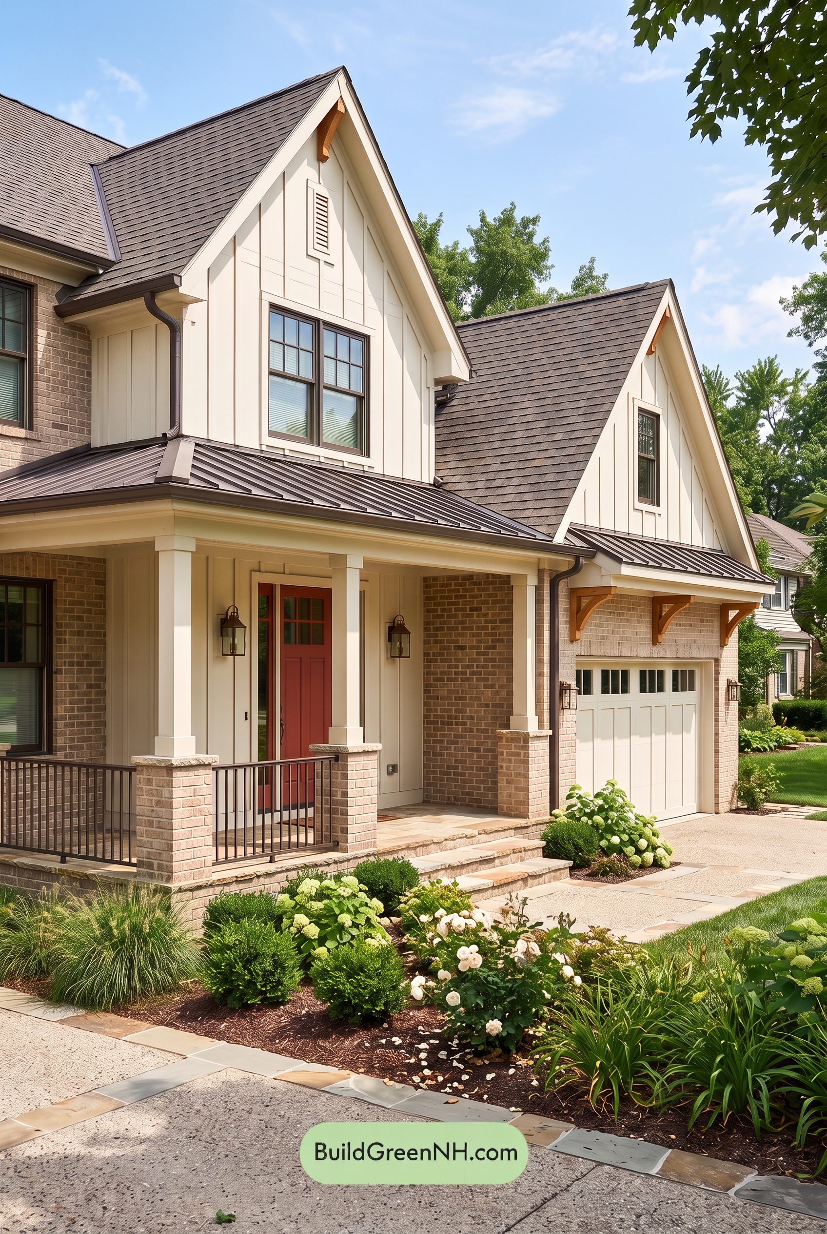 Beige Brick House Exterior Color Scheme: Cream Ember Veranda