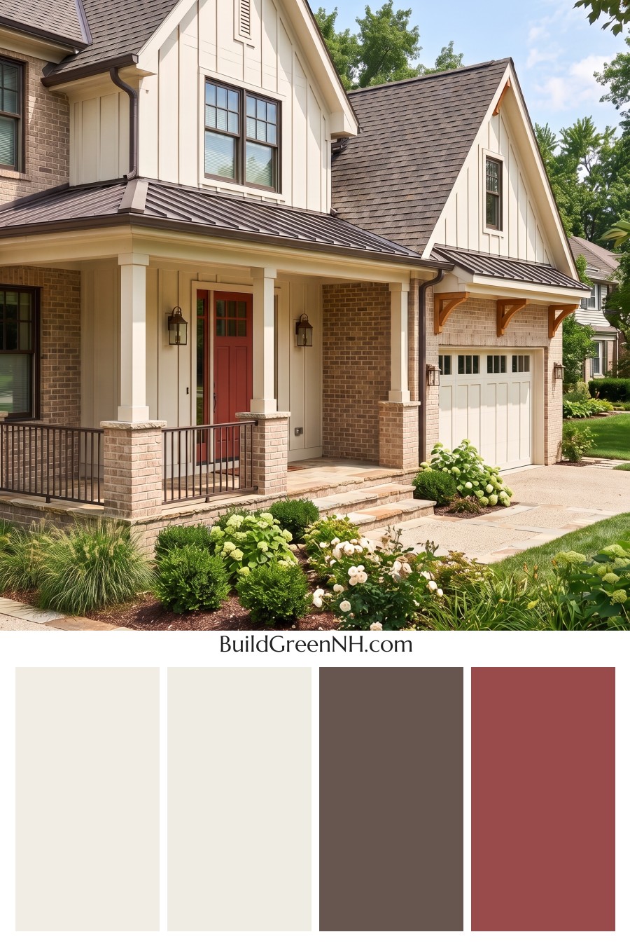 Beige Brick House Exterior Color Scheme: Cream Ember Veranda