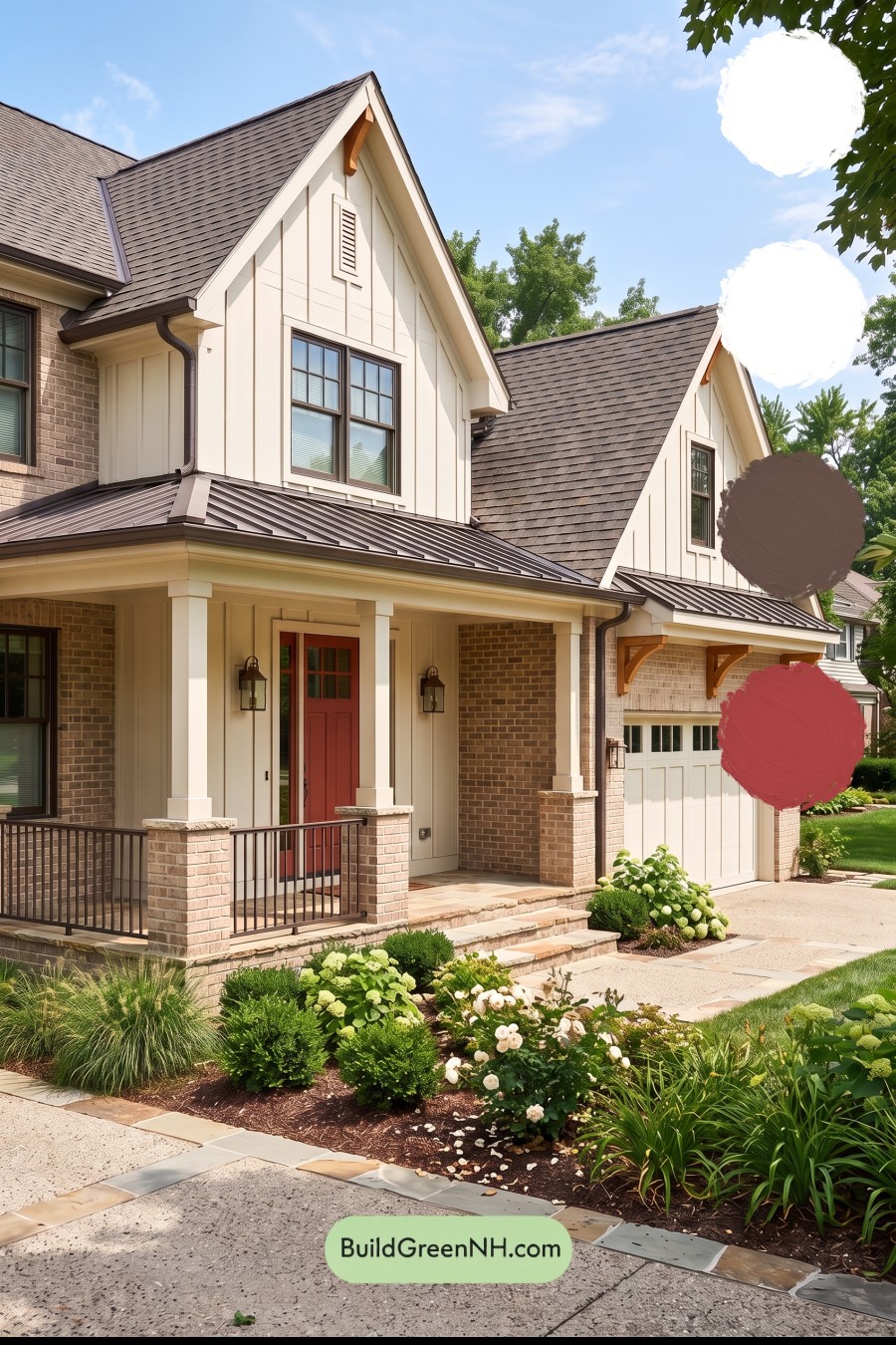 Beige Brick House Exterior Color Scheme: Cream Ember Veranda