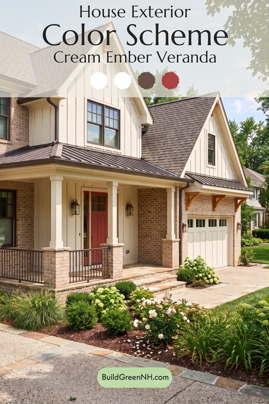 Beige Brick House Exterior Color Scheme: Cream Ember Veranda
