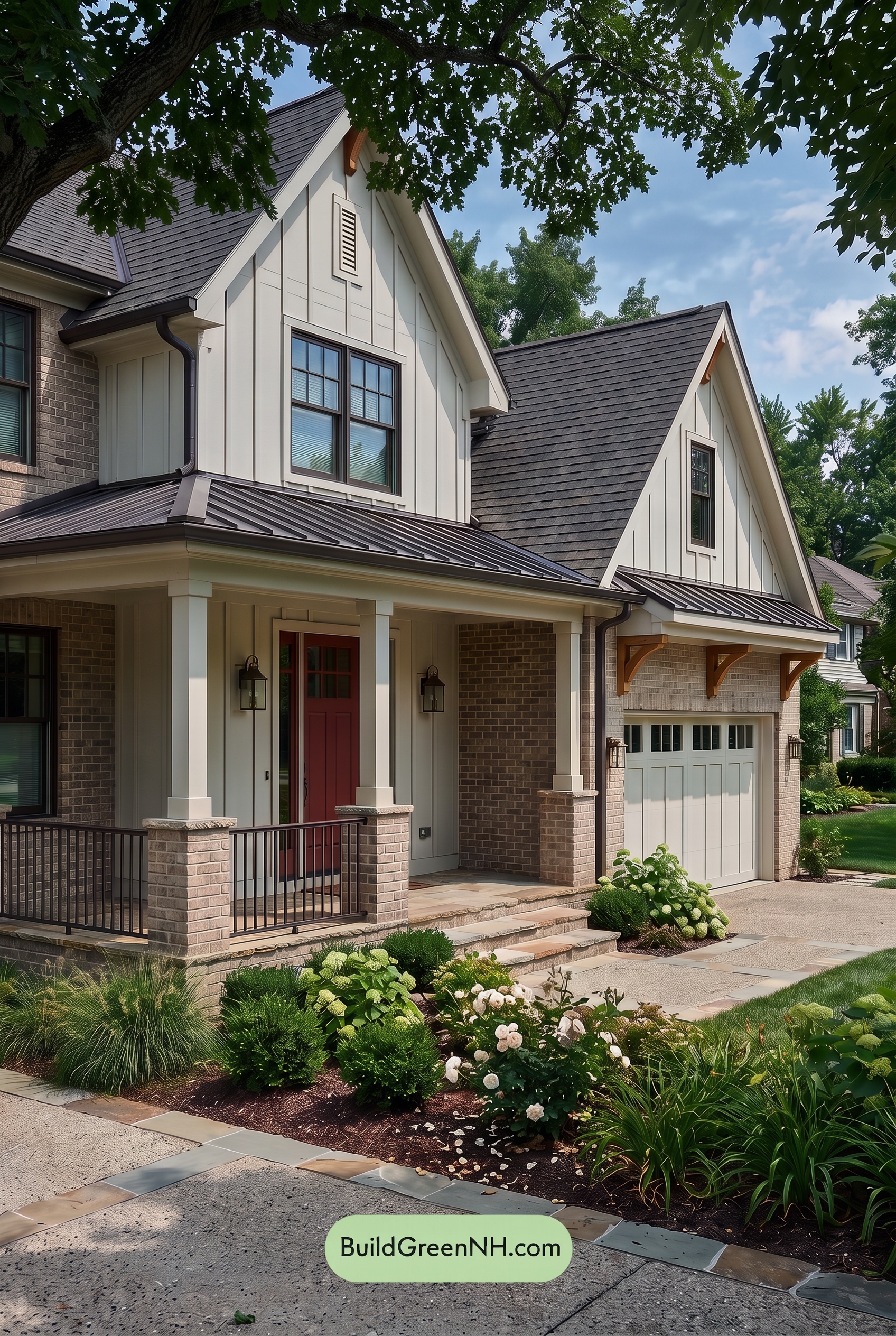 Beige Brick House Exterior Color Scheme: Cream Ember Veranda - Shade