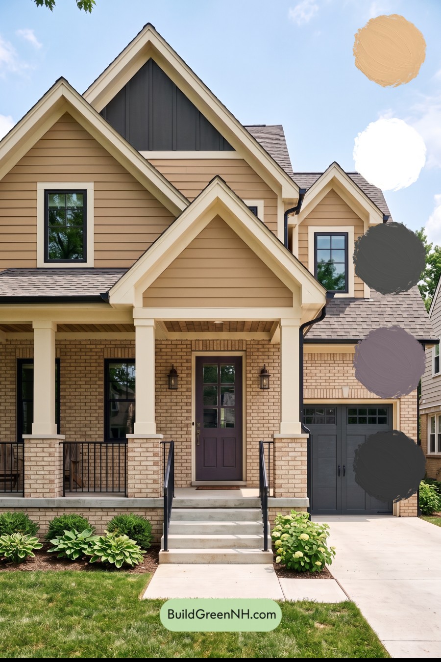 Beige Brick House Exterior Color Scheme: Golden Iron Reverie