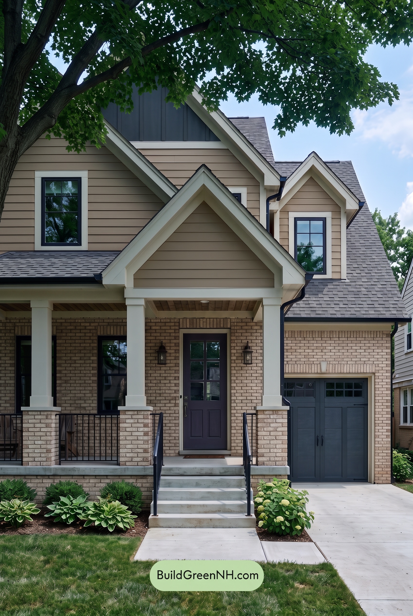 Beige Brick House Exterior Color Scheme: Golden Iron Reverie - Shade