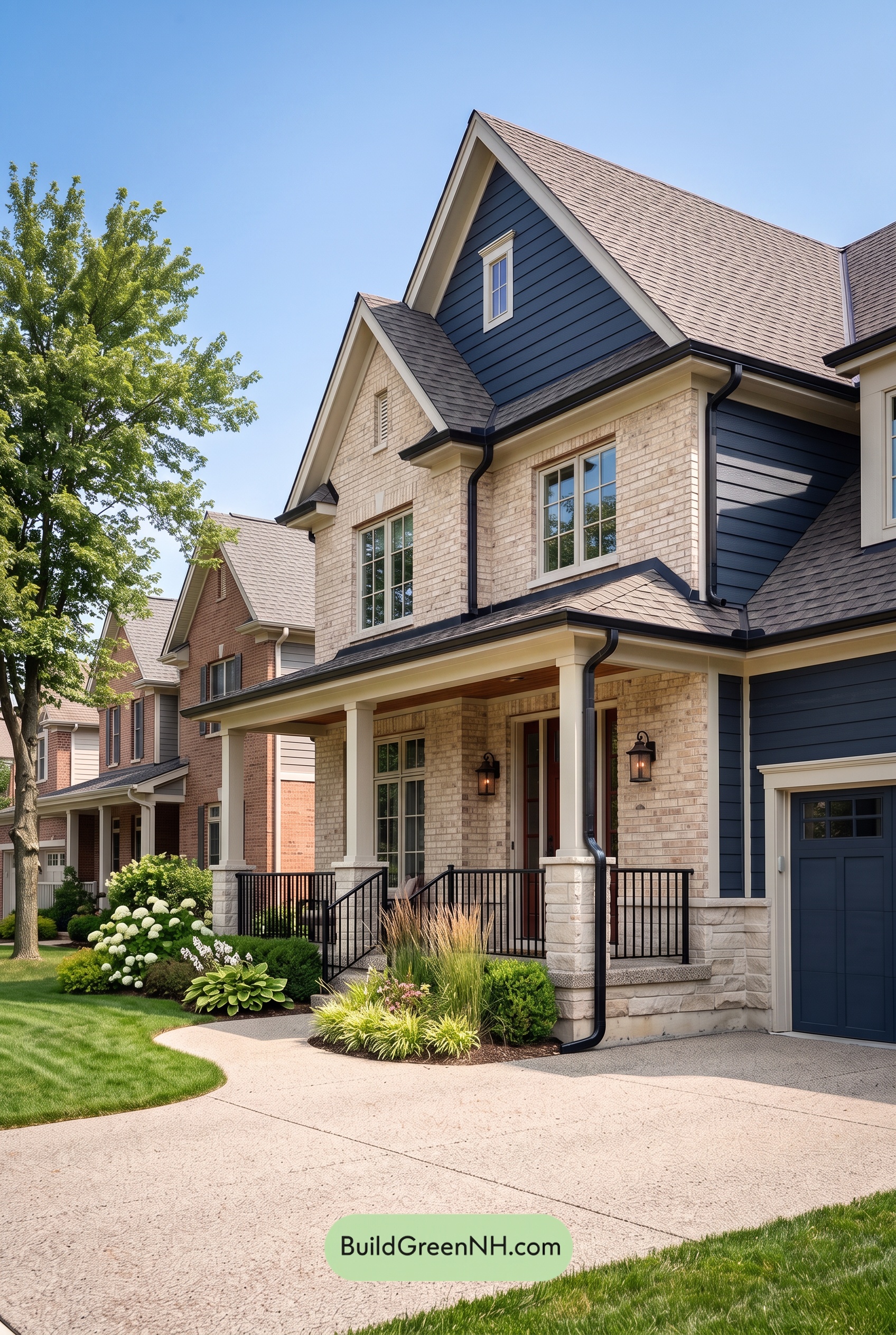 Beige Brick House Exterior Color Scheme: Harbor Linen Gables