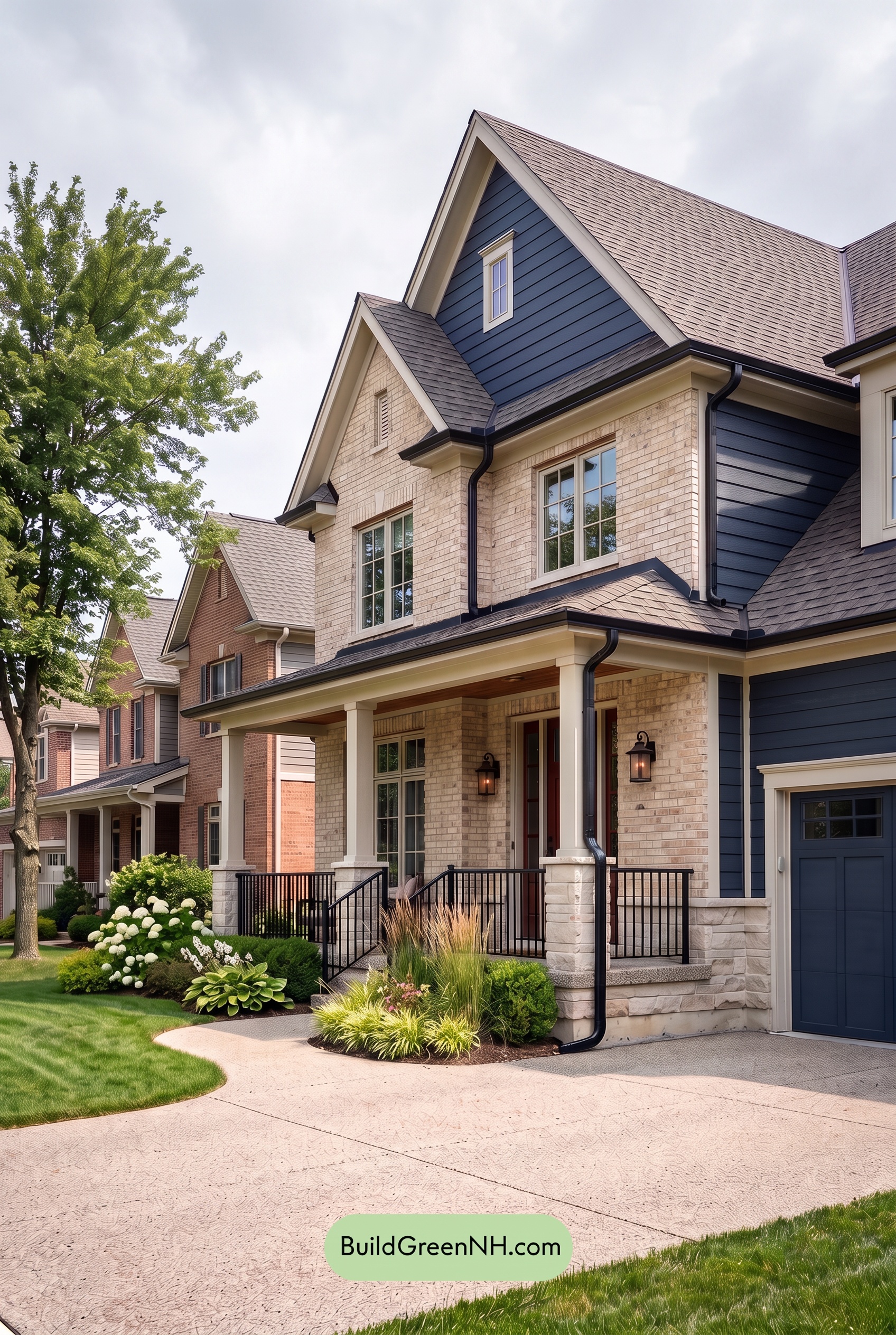 Beige Brick House Exterior Color Scheme: Harbor Linen Gables - Overcast