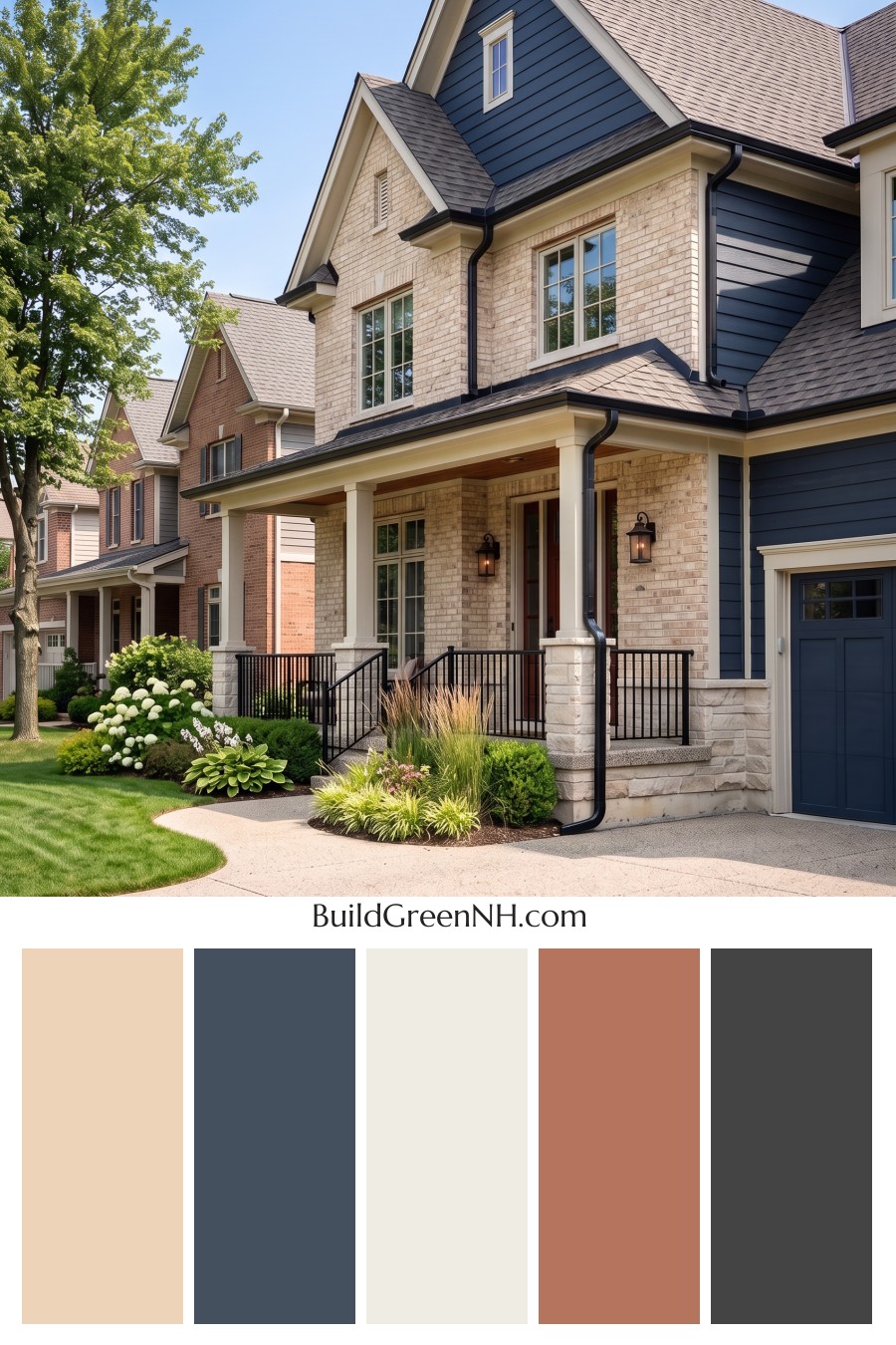 Beige Brick House Exterior Color Scheme: Harbor Linen Gables