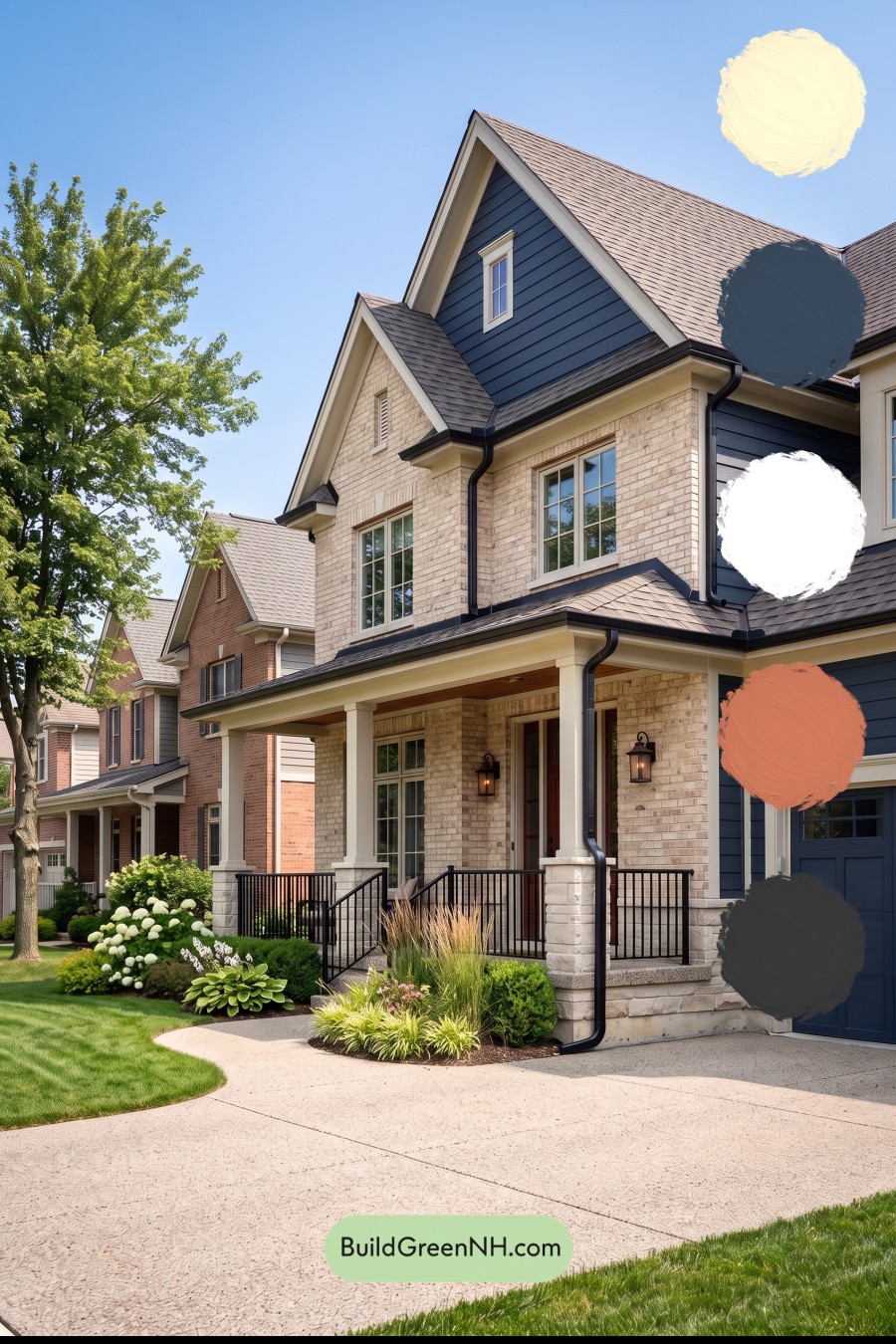Beige Brick House Exterior Color Scheme: Harbor Linen Gables
