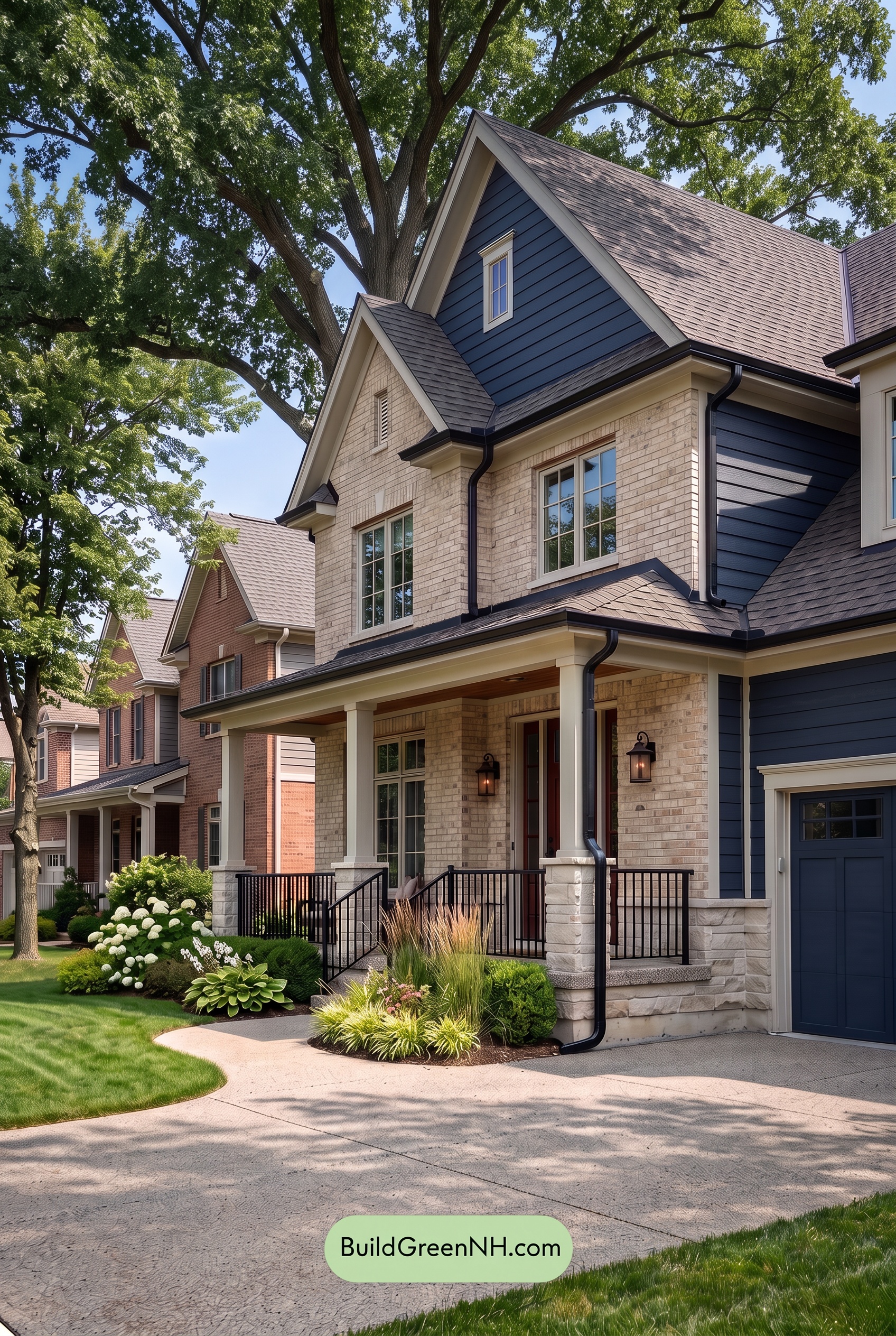 Beige Brick House Exterior Color Scheme: Harbor Linen Gables - Shade