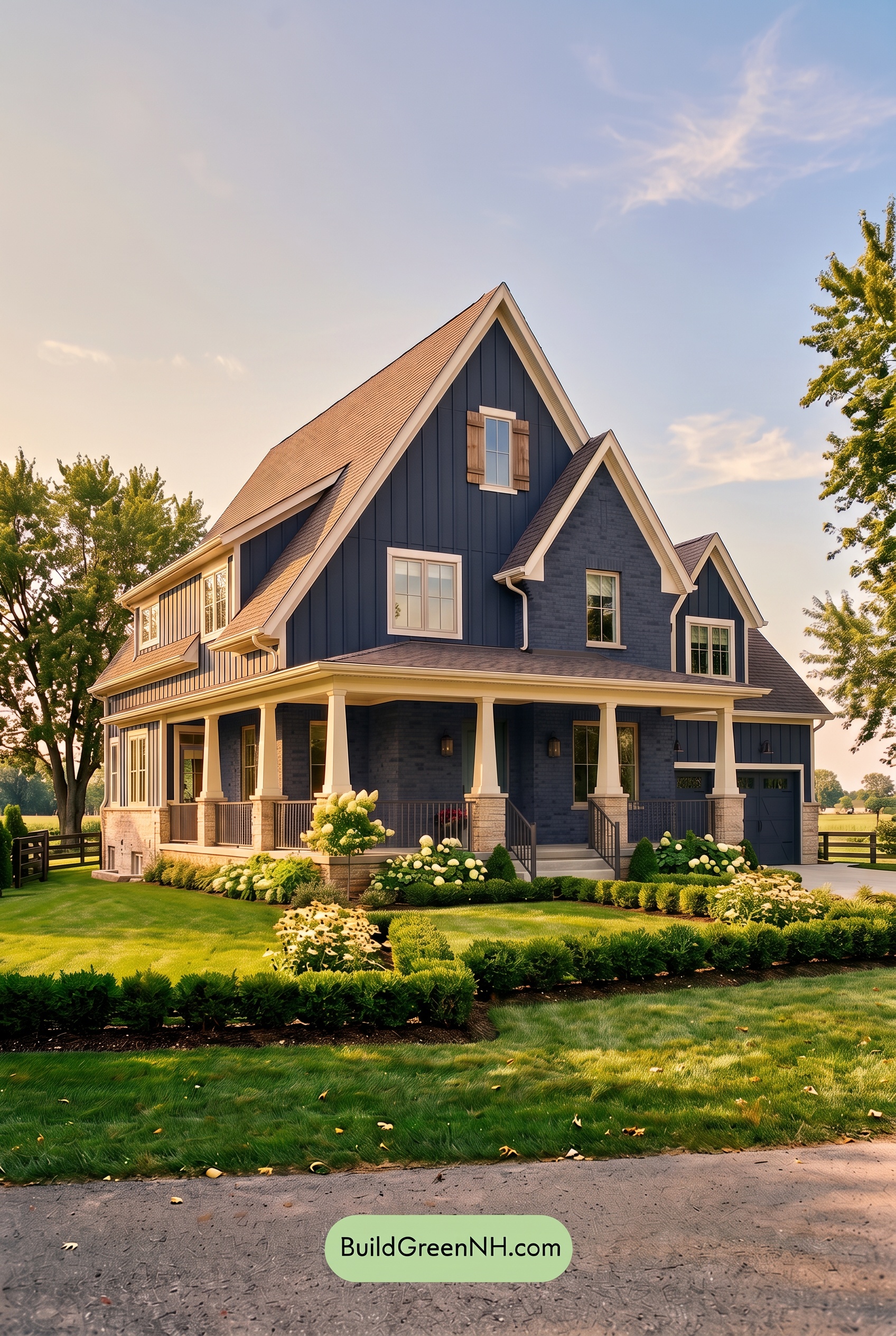 Beige Brick House Exterior Color Scheme: Inkstone Porch Charm - Golden Hour
