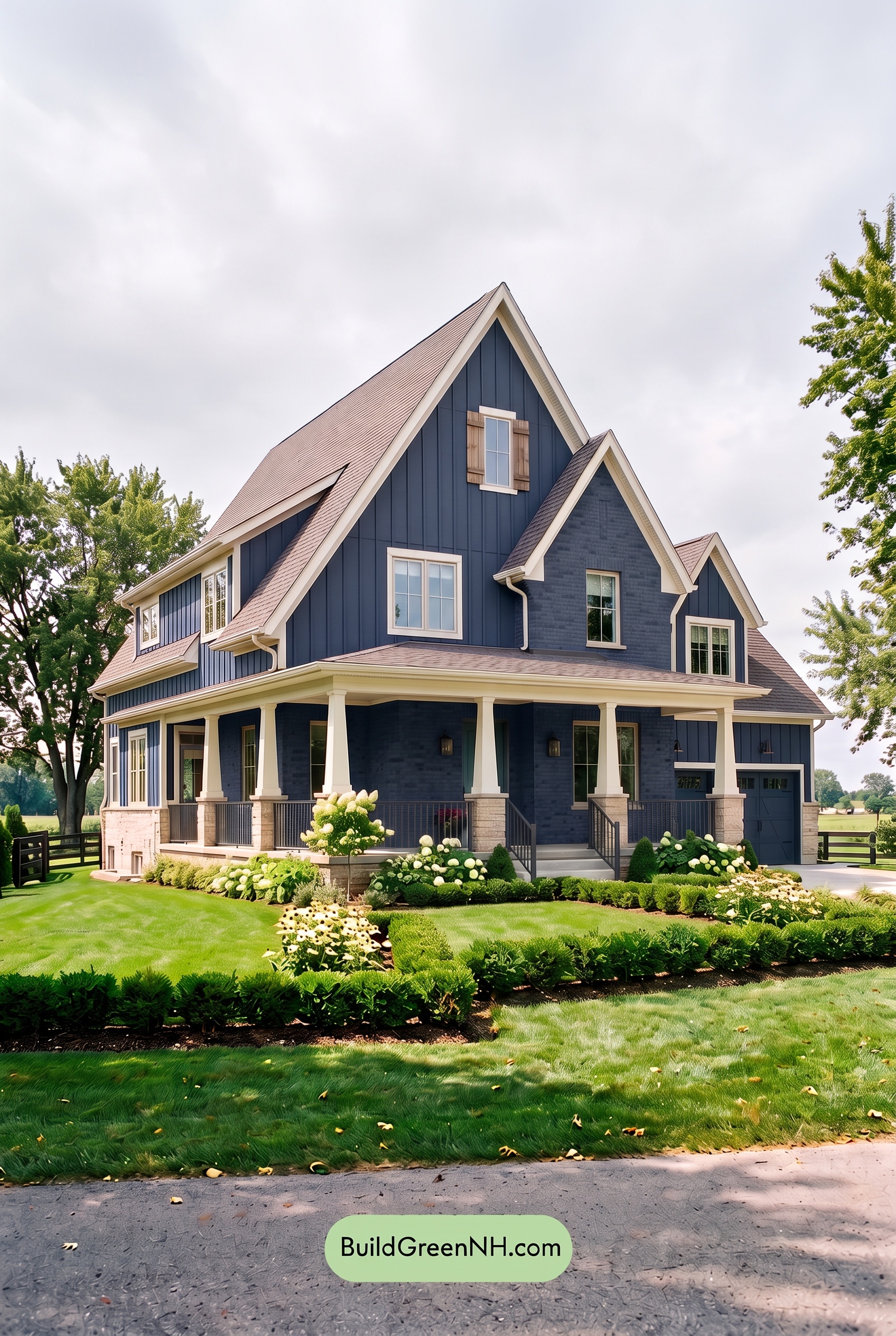 Beige Brick House Exterior Color Scheme: Inkstone Porch Charm - Overcast