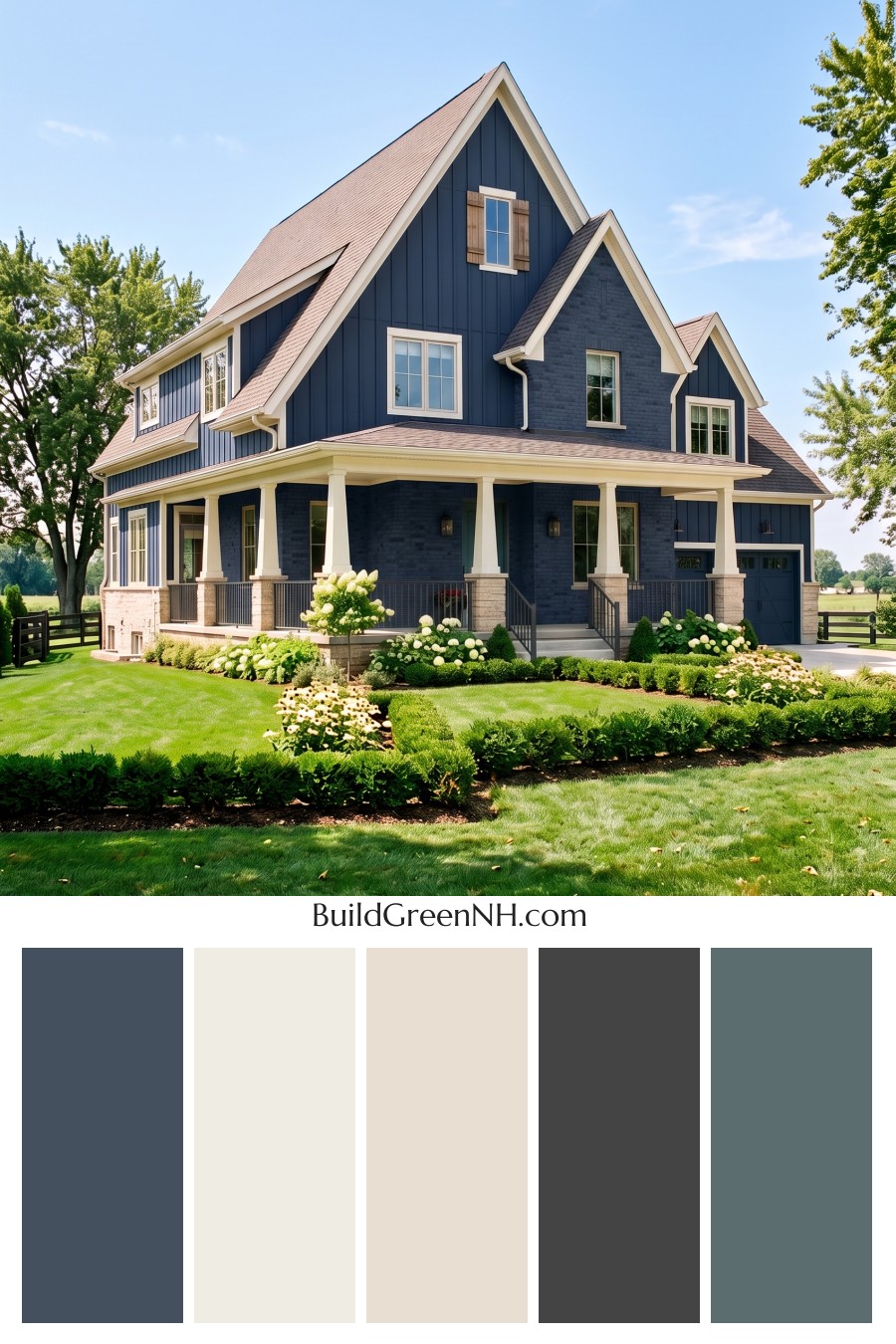 Beige Brick House Exterior Color Scheme: Inkstone Porch Charm