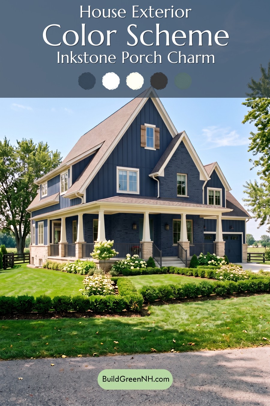 Beige Brick House Exterior Color Scheme: Inkstone Porch Charm