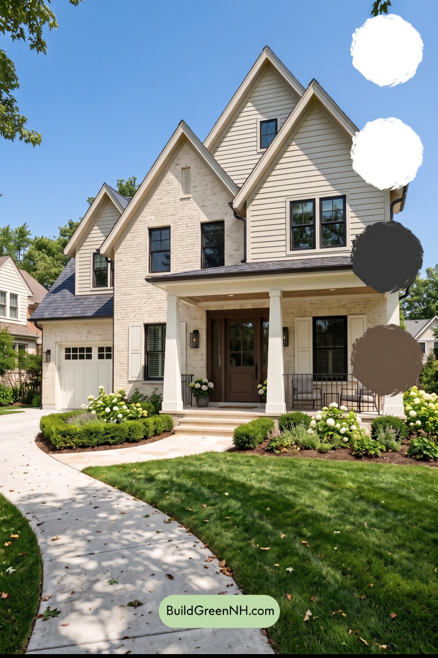 Beige Brick House Exterior Color Scheme: Ivory Slate Porch
