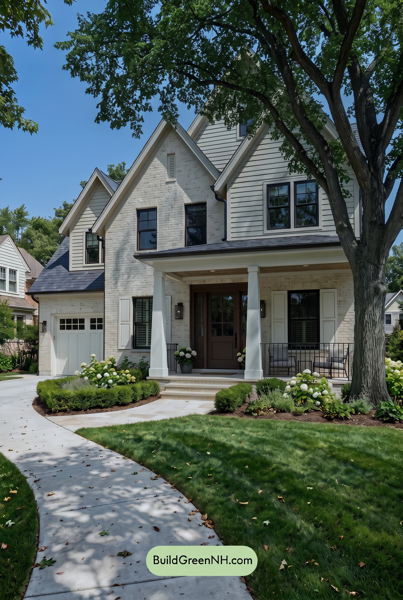Beige Brick House Exterior Color Scheme: Ivory Slate Porch - Shade
