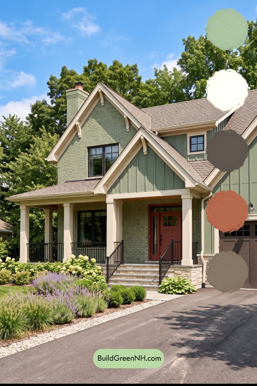 Beige Brick House Exterior Color Scheme: Juniper Porch Glow