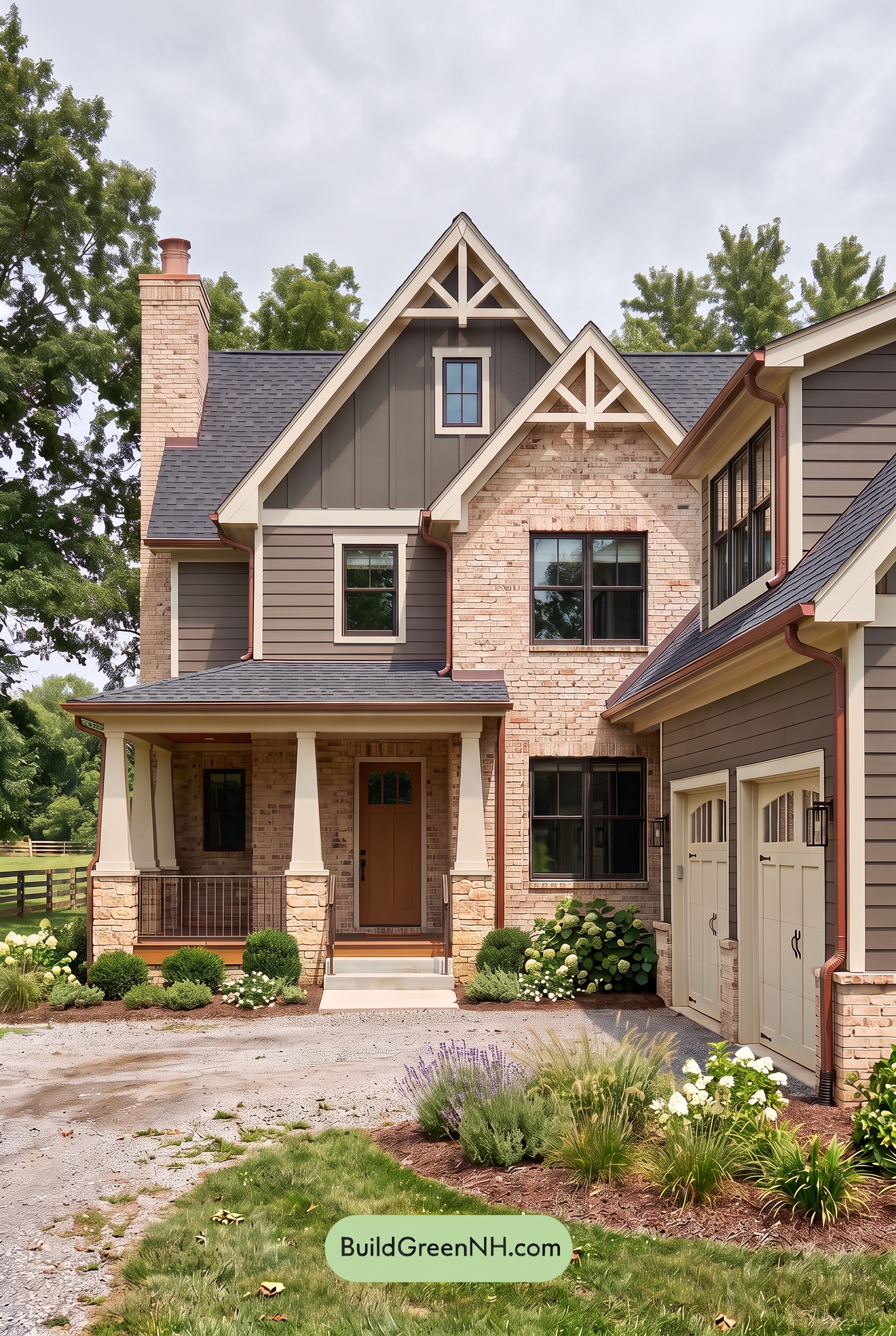 Beige Brick House Exterior Color Scheme: Mocha Fieldlight - Overcast