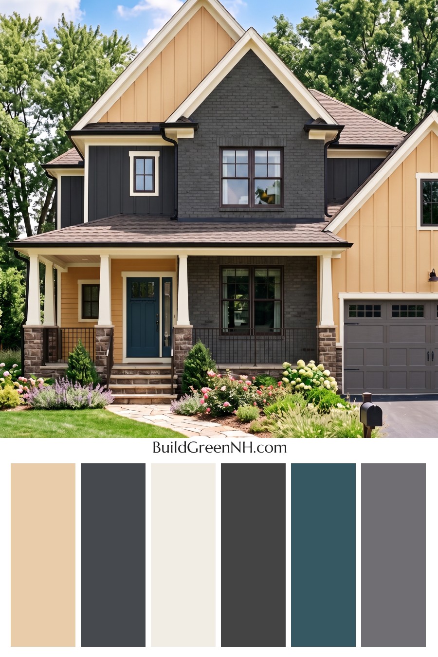 Beige Brick House Exterior Color Scheme: Saffron Onyx Welcome