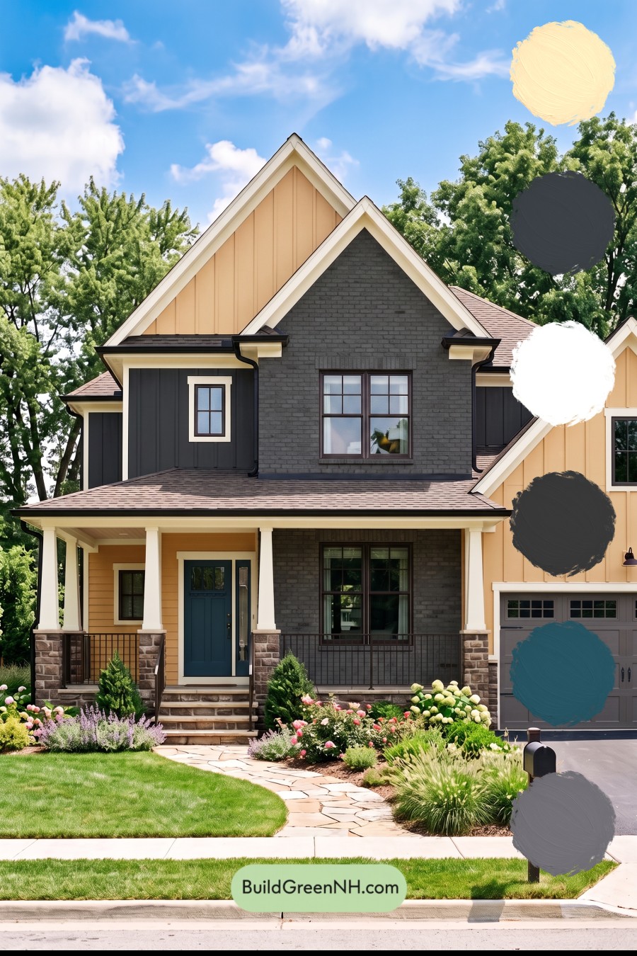 Beige Brick House Exterior Color Scheme: Saffron Onyx Welcome