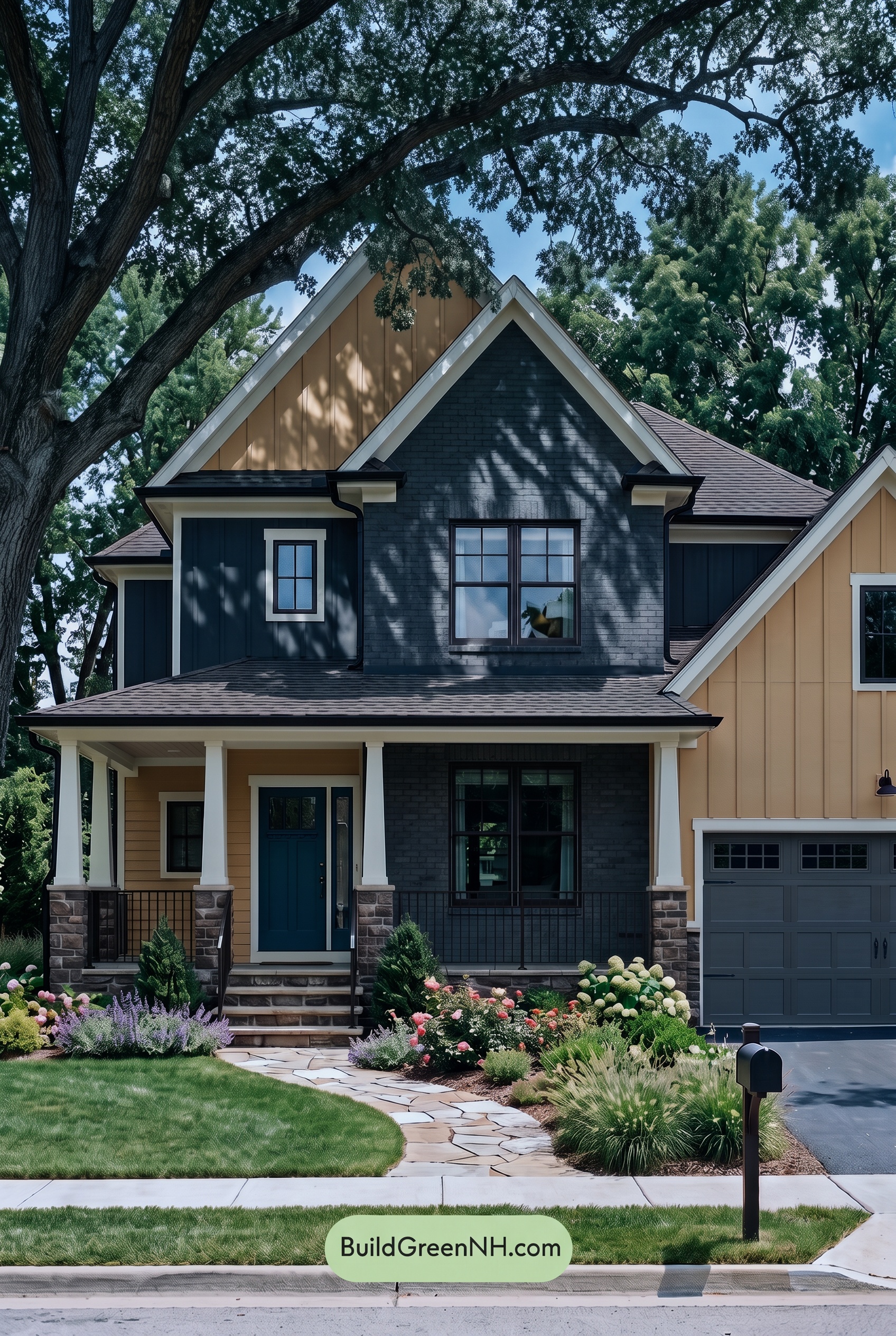 Beige Brick House Exterior Color Scheme: Saffron Onyx Welcome - Shade