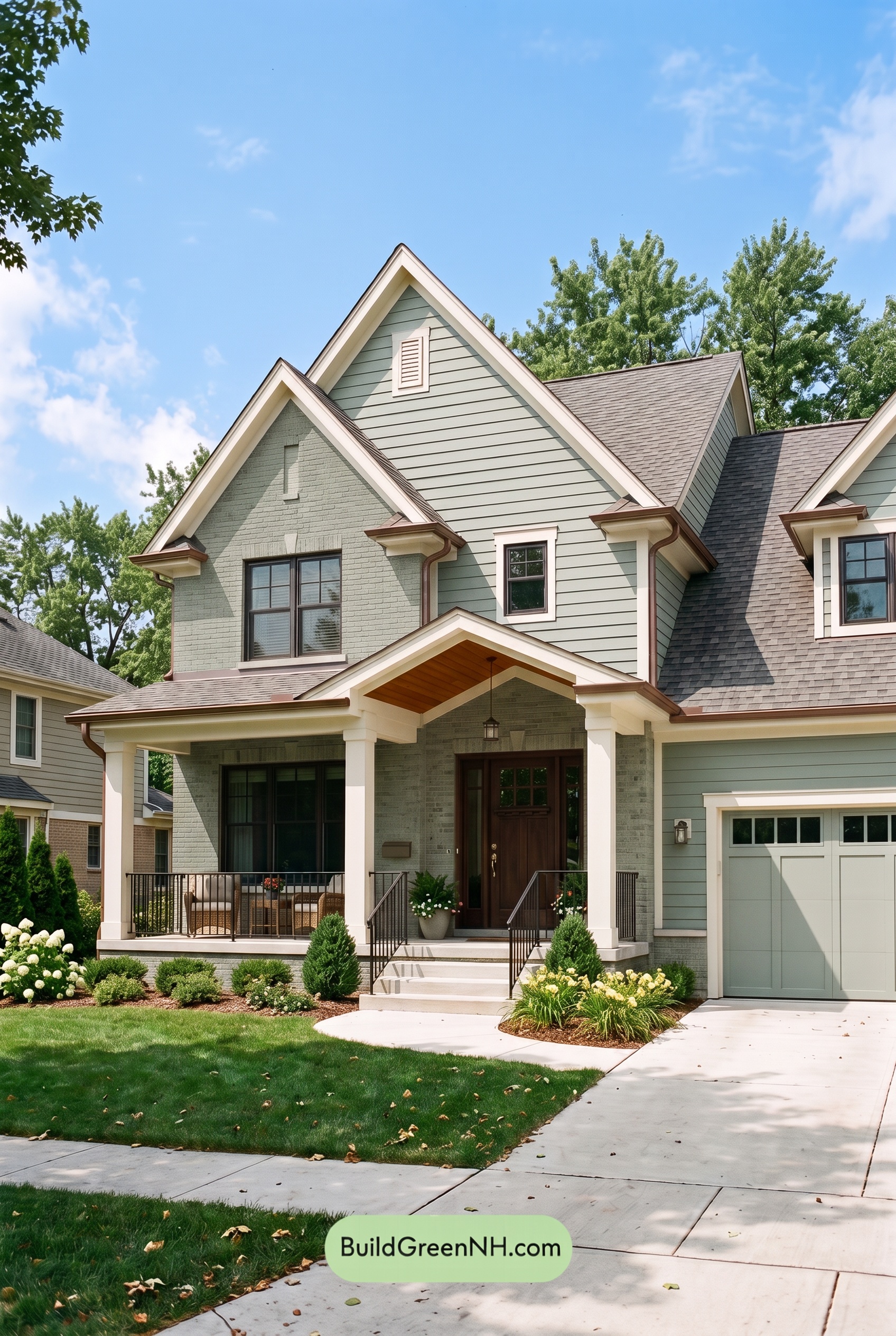 Beige Brick House Exterior Color Scheme: Sage Brick Haven