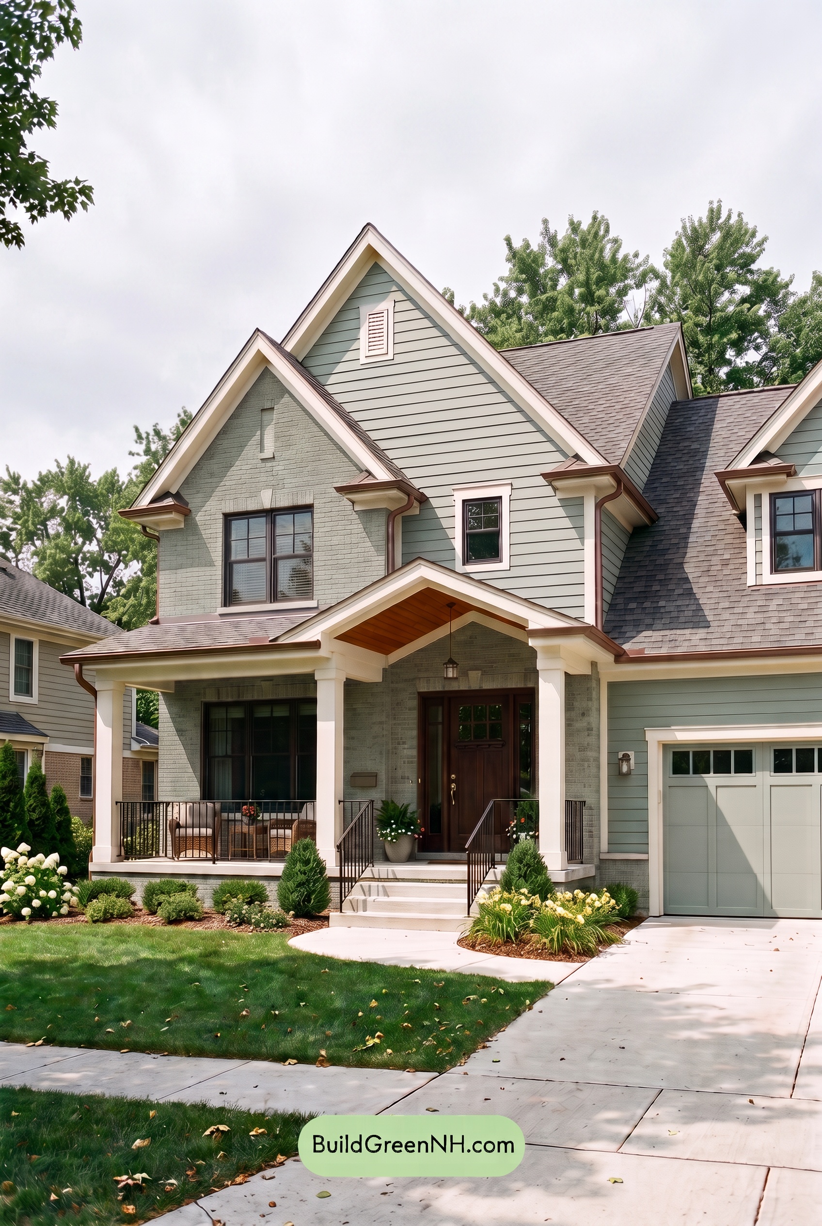 Beige Brick House Exterior Color Scheme: Sage Brick Haven - Overcast