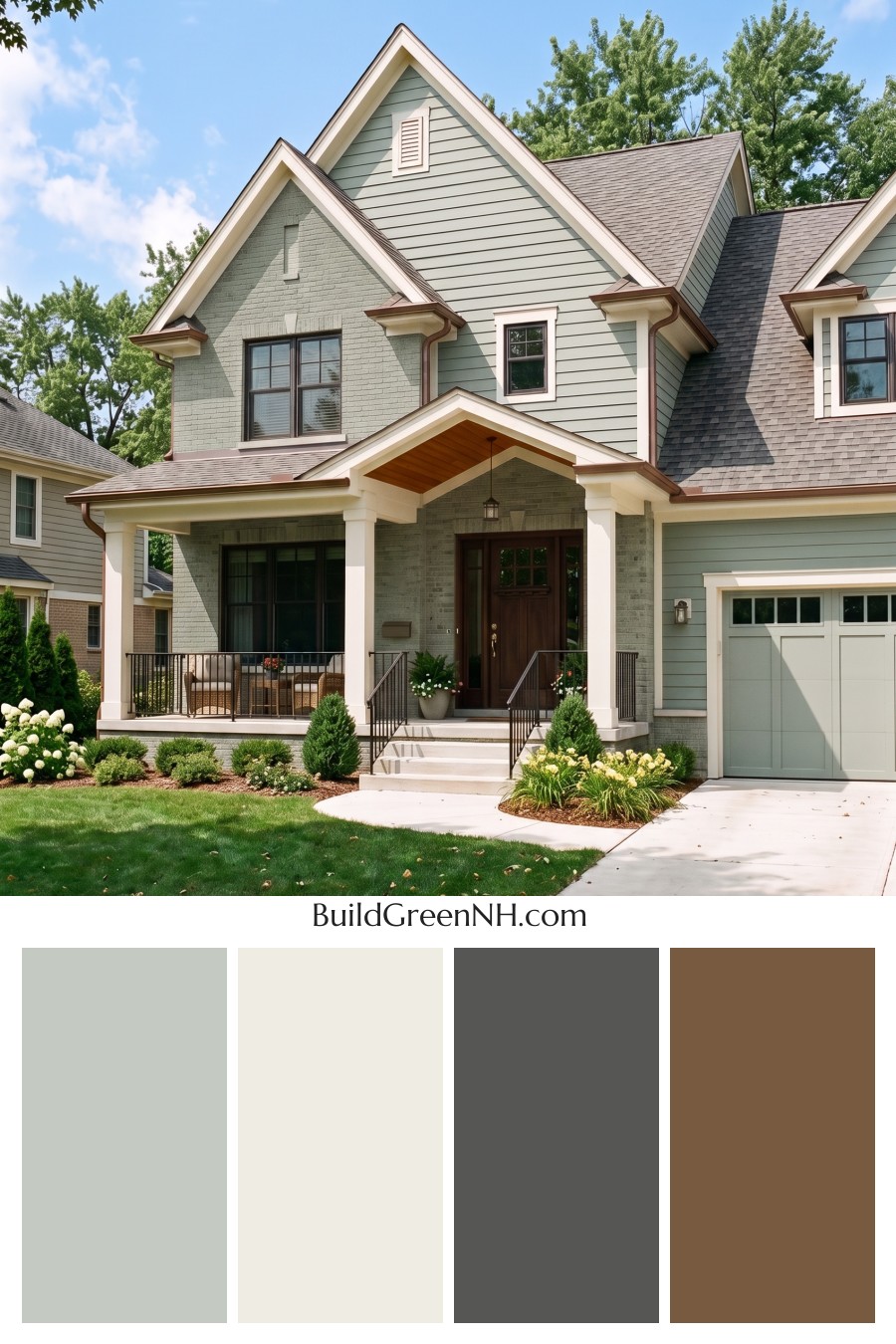 Beige Brick House Exterior Color Scheme: Sage Brick Haven