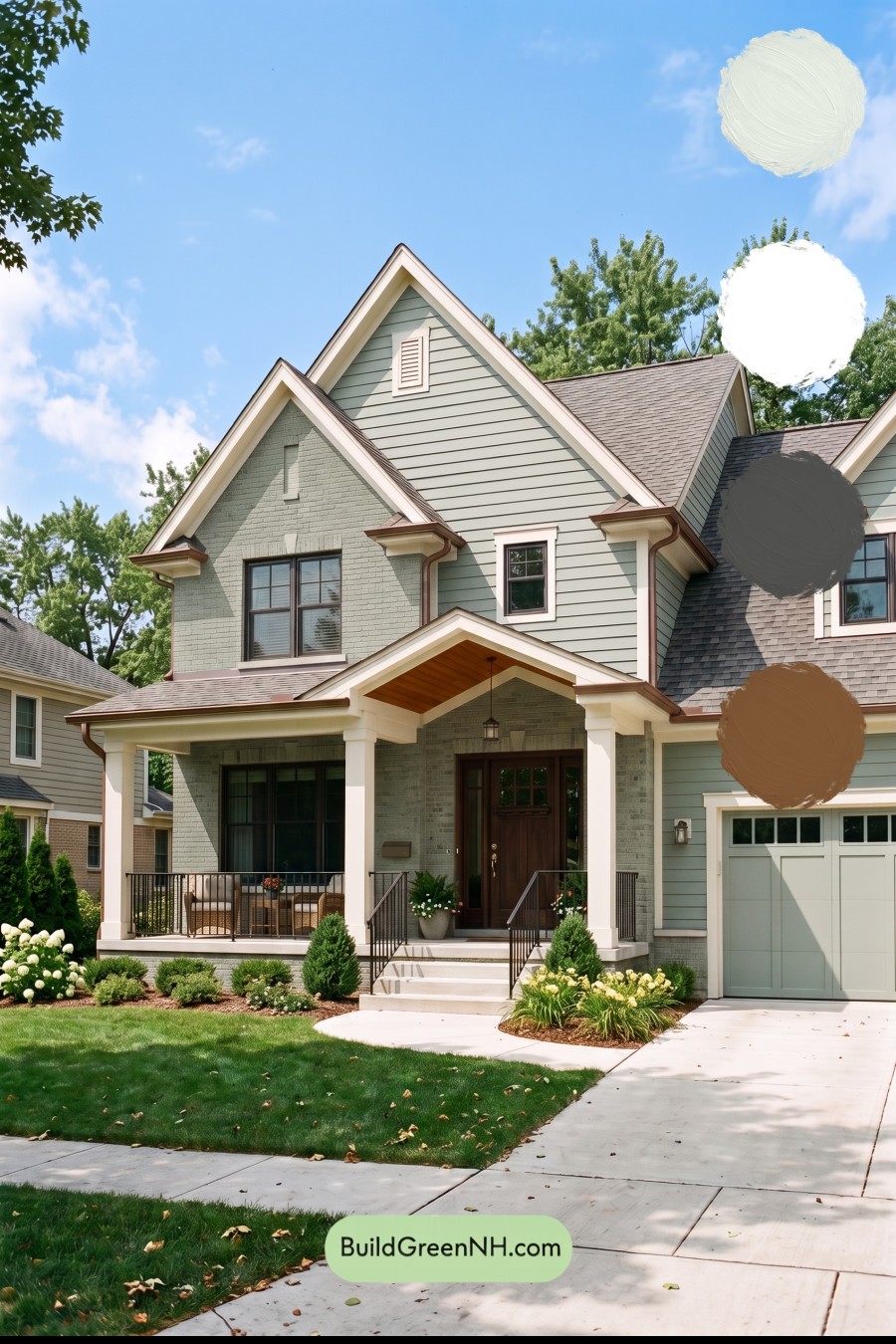 Beige Brick House Exterior Color Scheme: Sage Brick Haven