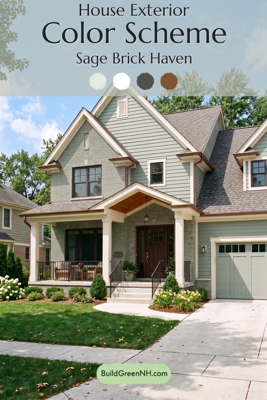 Beige Brick House Exterior Color Scheme: Sage Brick Haven