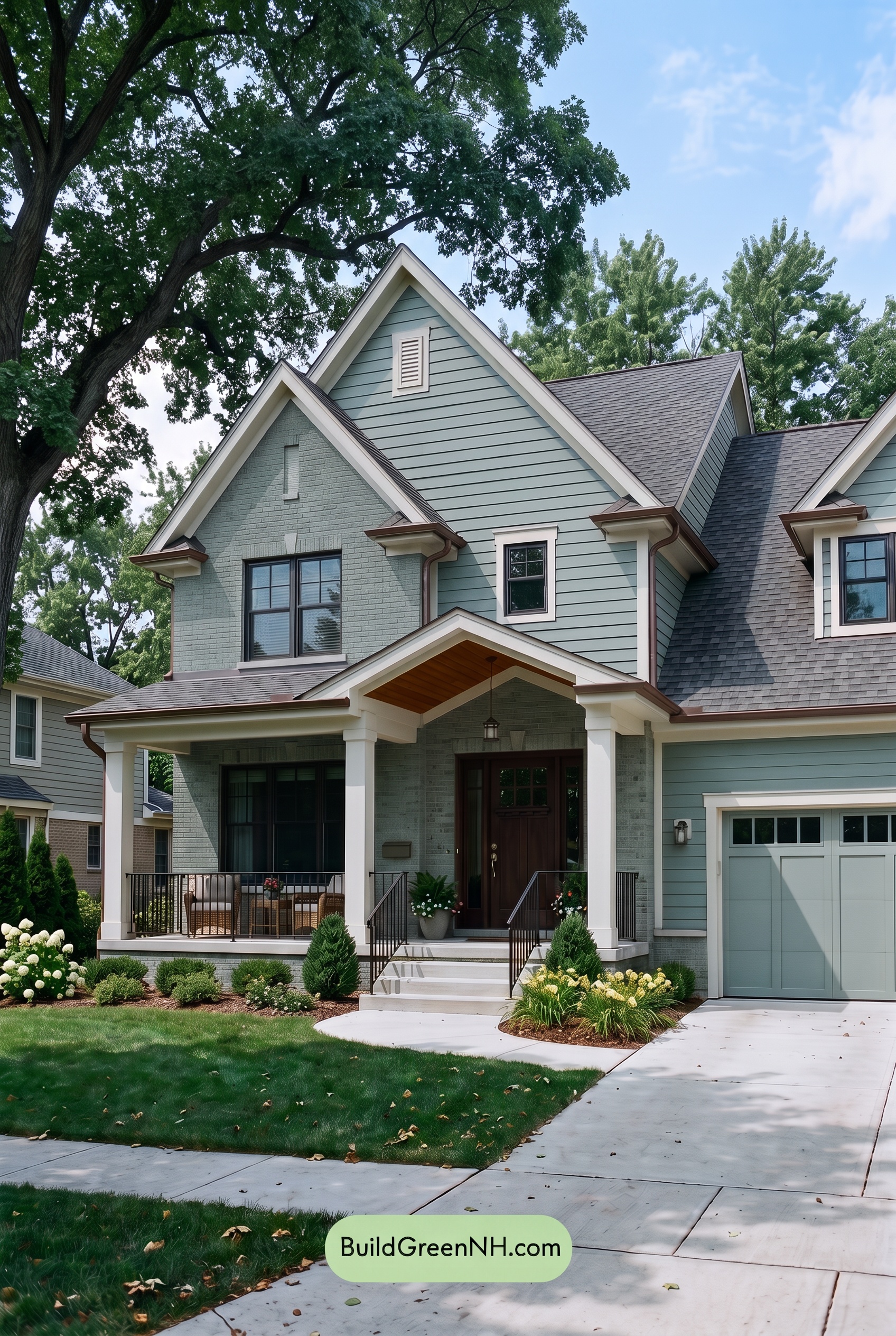 Beige Brick House Exterior Color Scheme: Sage Brick Haven - Shade