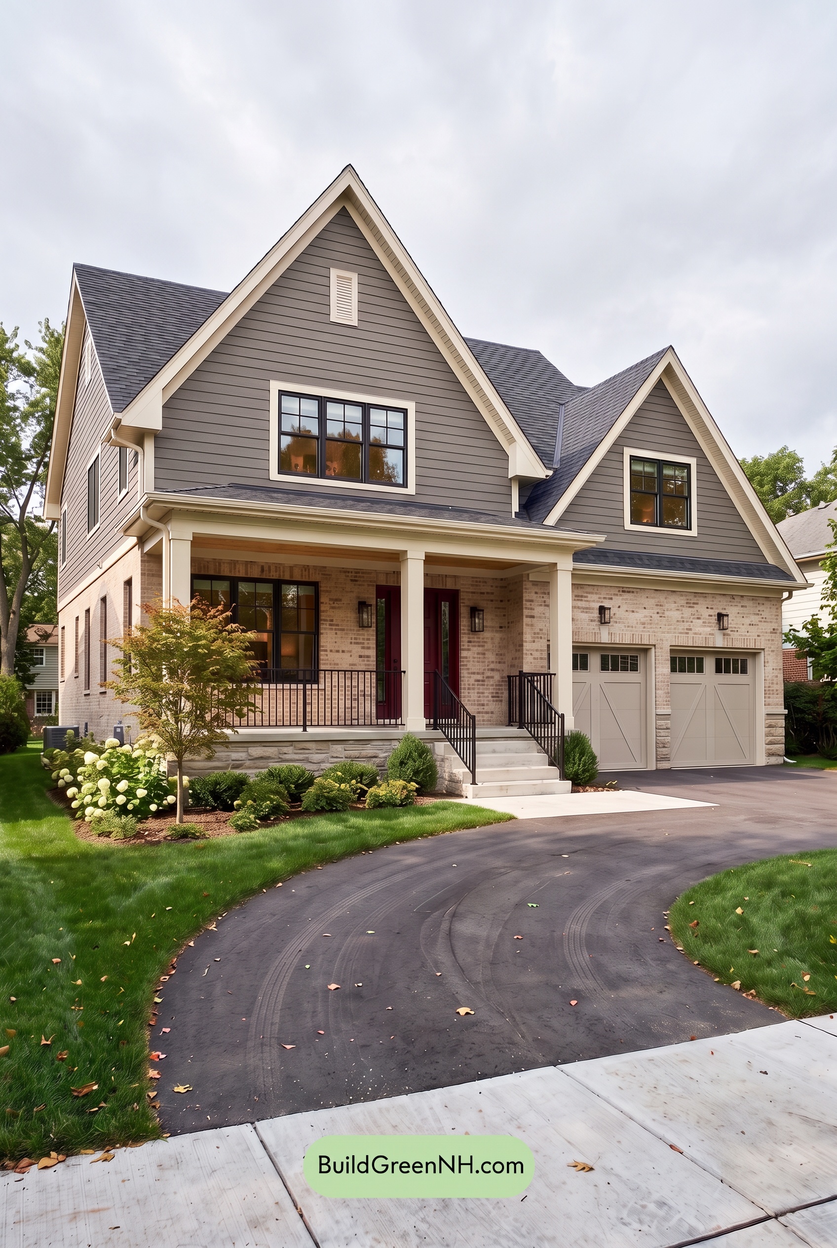Beige Brick House Exterior Color Scheme: Taupe Ember Welcome - Overcast