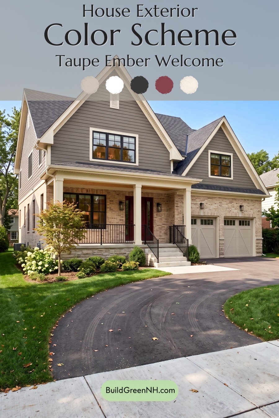 Beige Brick House Exterior Color Scheme: Taupe Ember Welcome