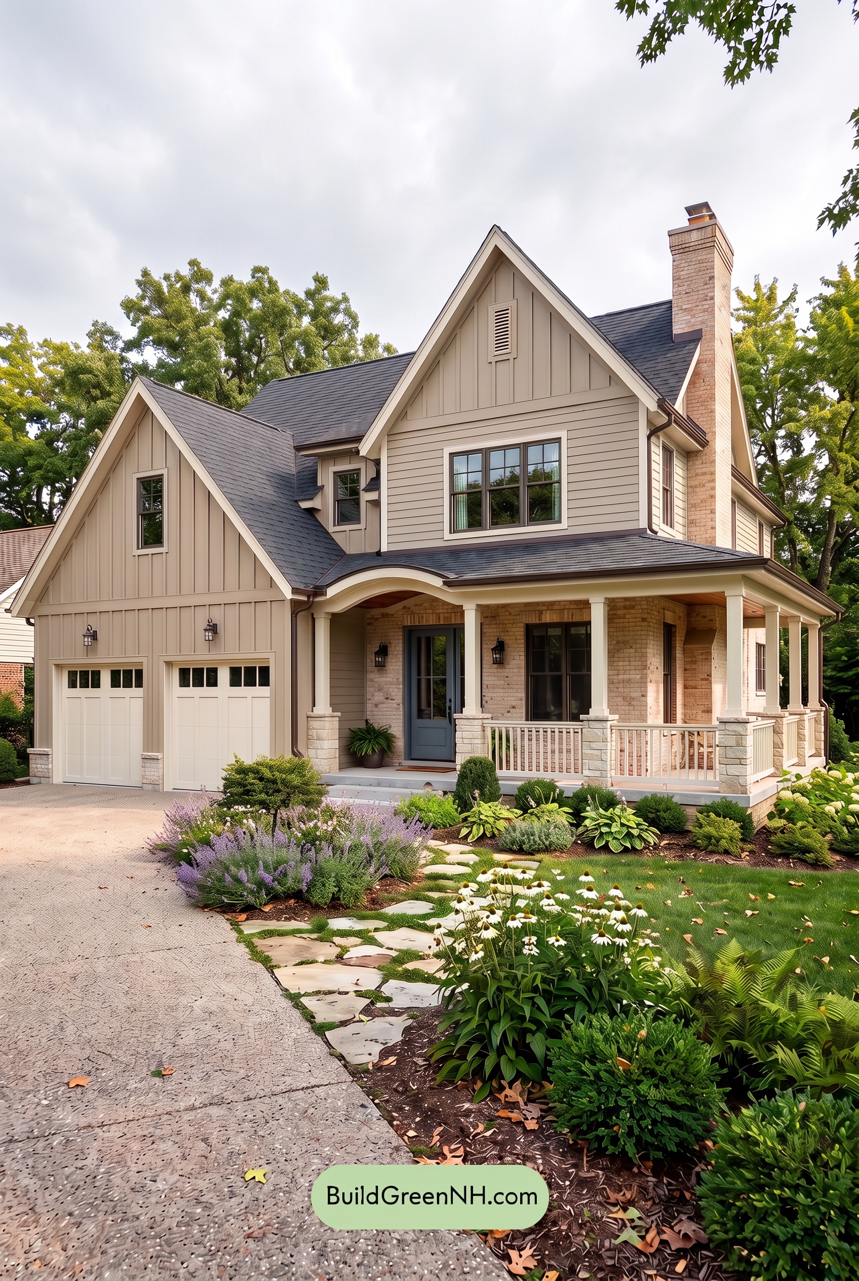 Beige Brick House Exterior Color Scheme: Walnut Quiet Gables - Overcast