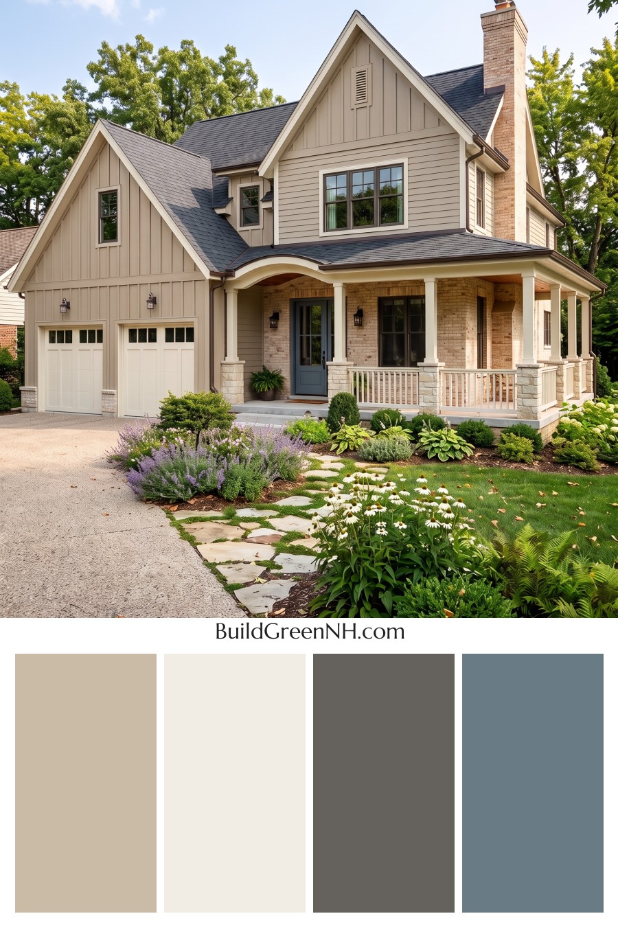 Beige Brick House Exterior Color Scheme: Walnut Quiet Gables