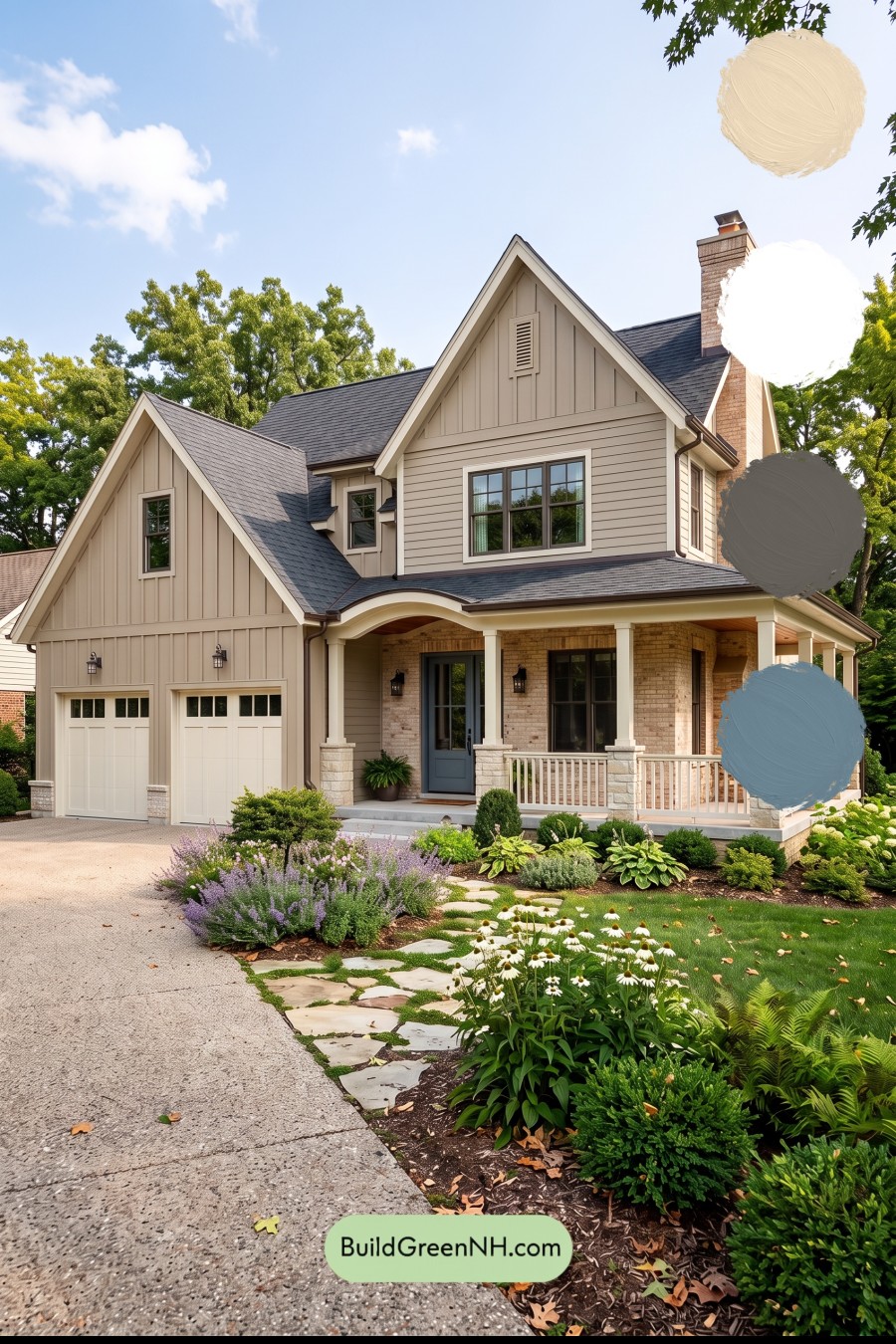 Beige Brick House Exterior Color Scheme: Walnut Quiet Gables