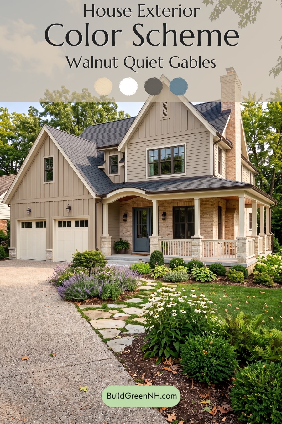 Beige Brick House Exterior Color Scheme: Walnut Quiet Gables