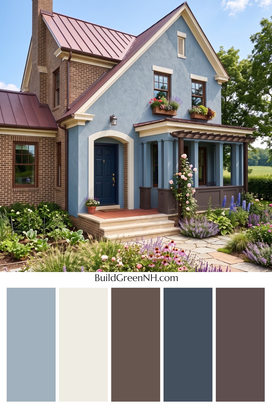 Brown Brick House Exterior Color Scheme: Azure Hearth