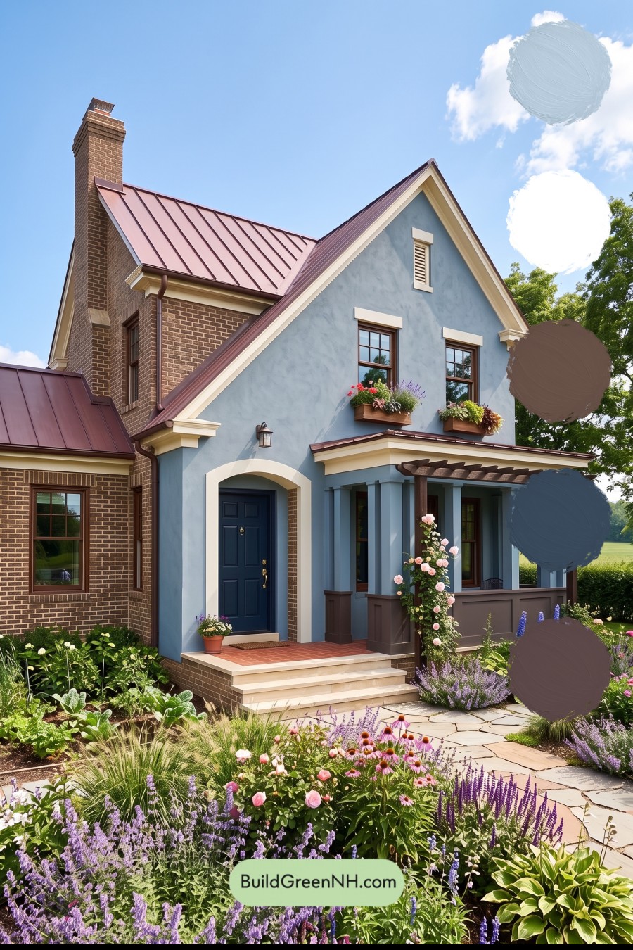 Brown Brick House Exterior Color Scheme: Azure Hearth