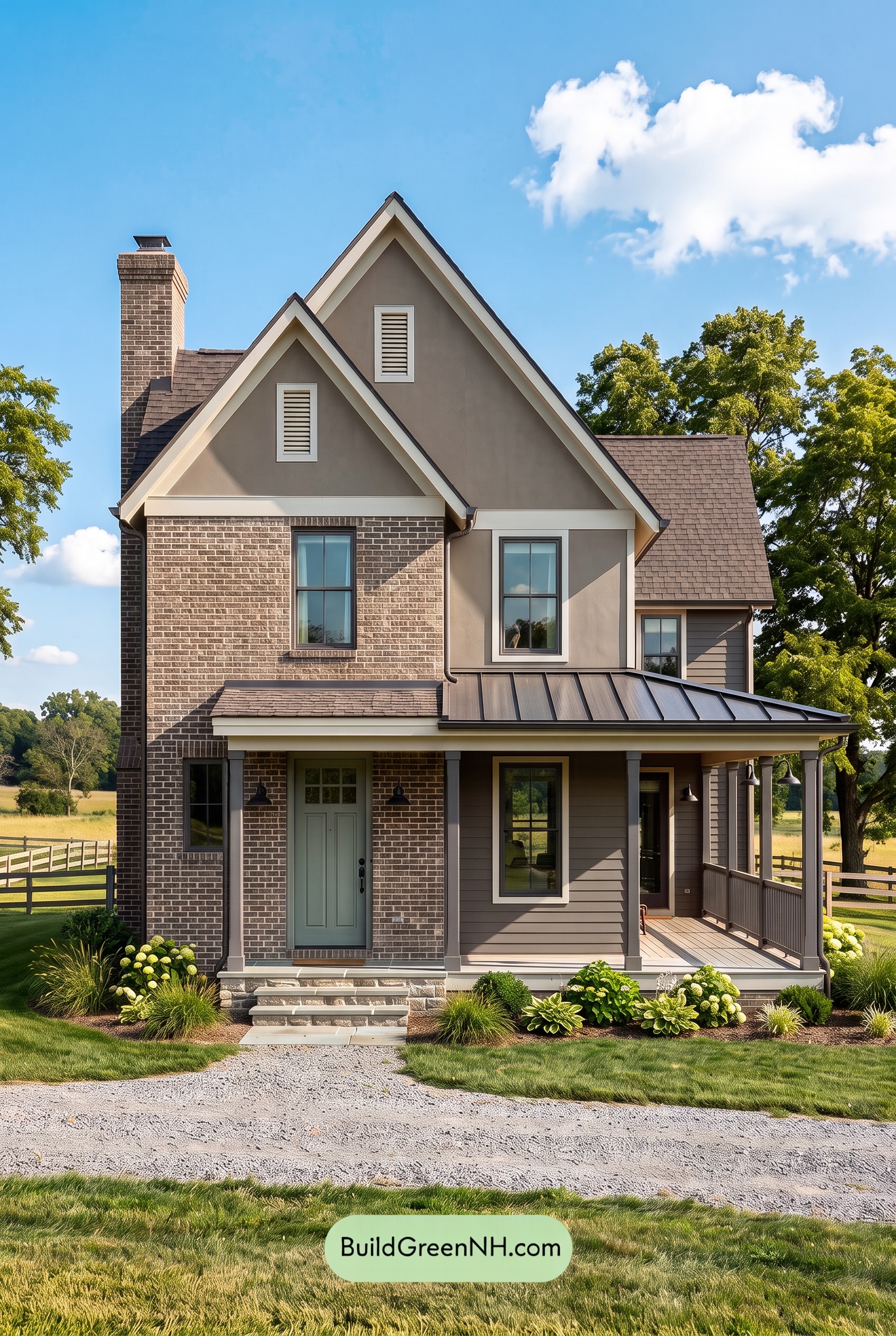 Brown Brick House Exterior Color Scheme: Bronze Stillness