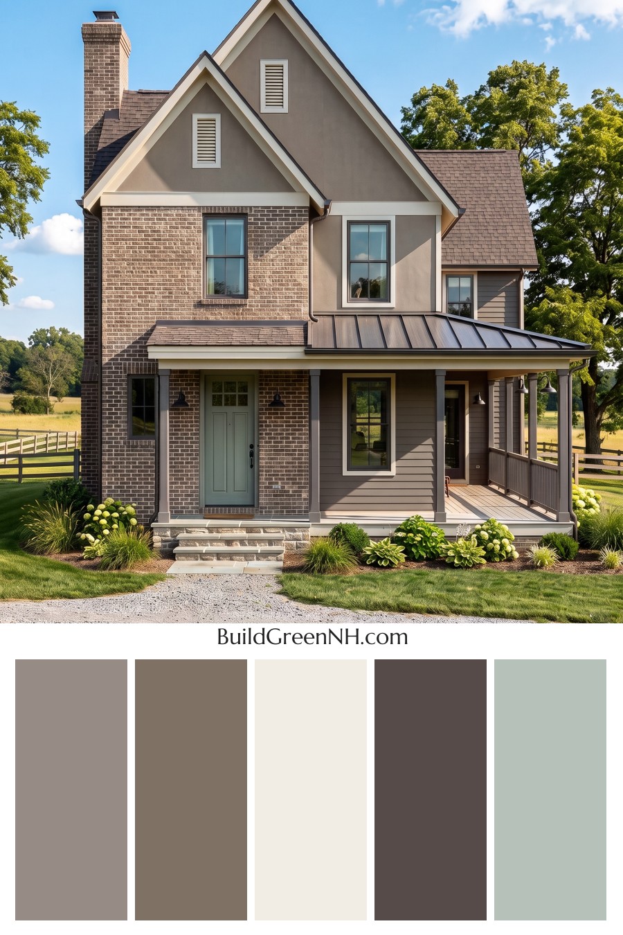 Brown Brick House Exterior Color Scheme: Bronze Stillness