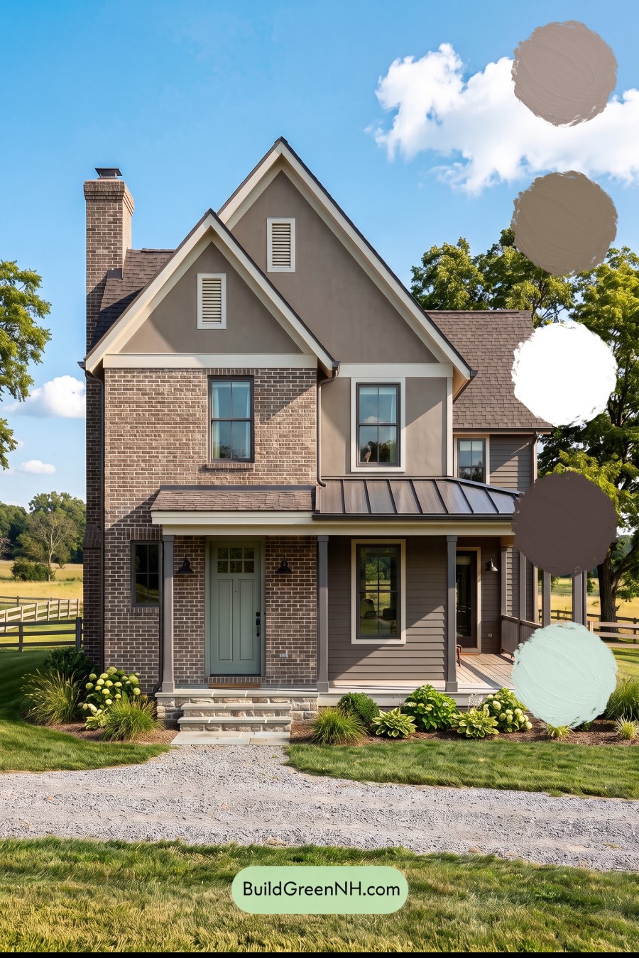 Brown Brick House Exterior Color Scheme: Bronze Stillness
