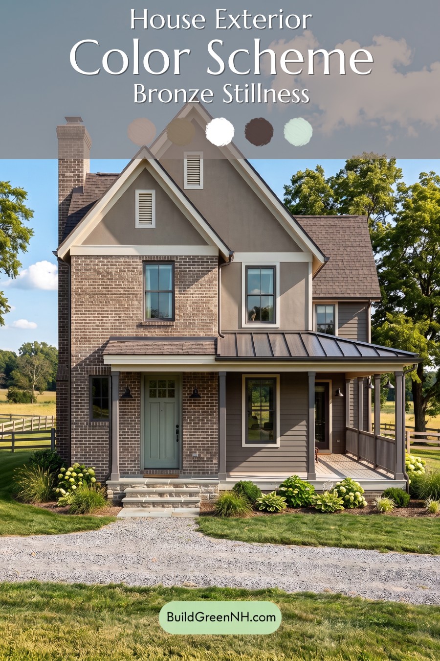 Brown Brick House Exterior Color Scheme: Bronze Stillness