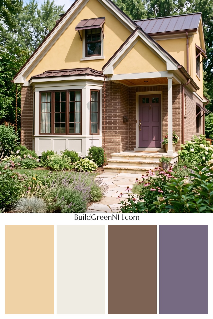 Brown Brick House Exterior Color Scheme: Buttercup Measure
